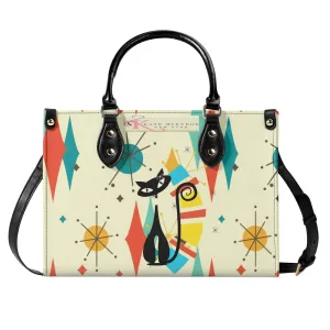 Atomic Cat Satchel, Mid Century Modern Franciscan Diamond Starburst Handbag, Retro Shoulder Bag