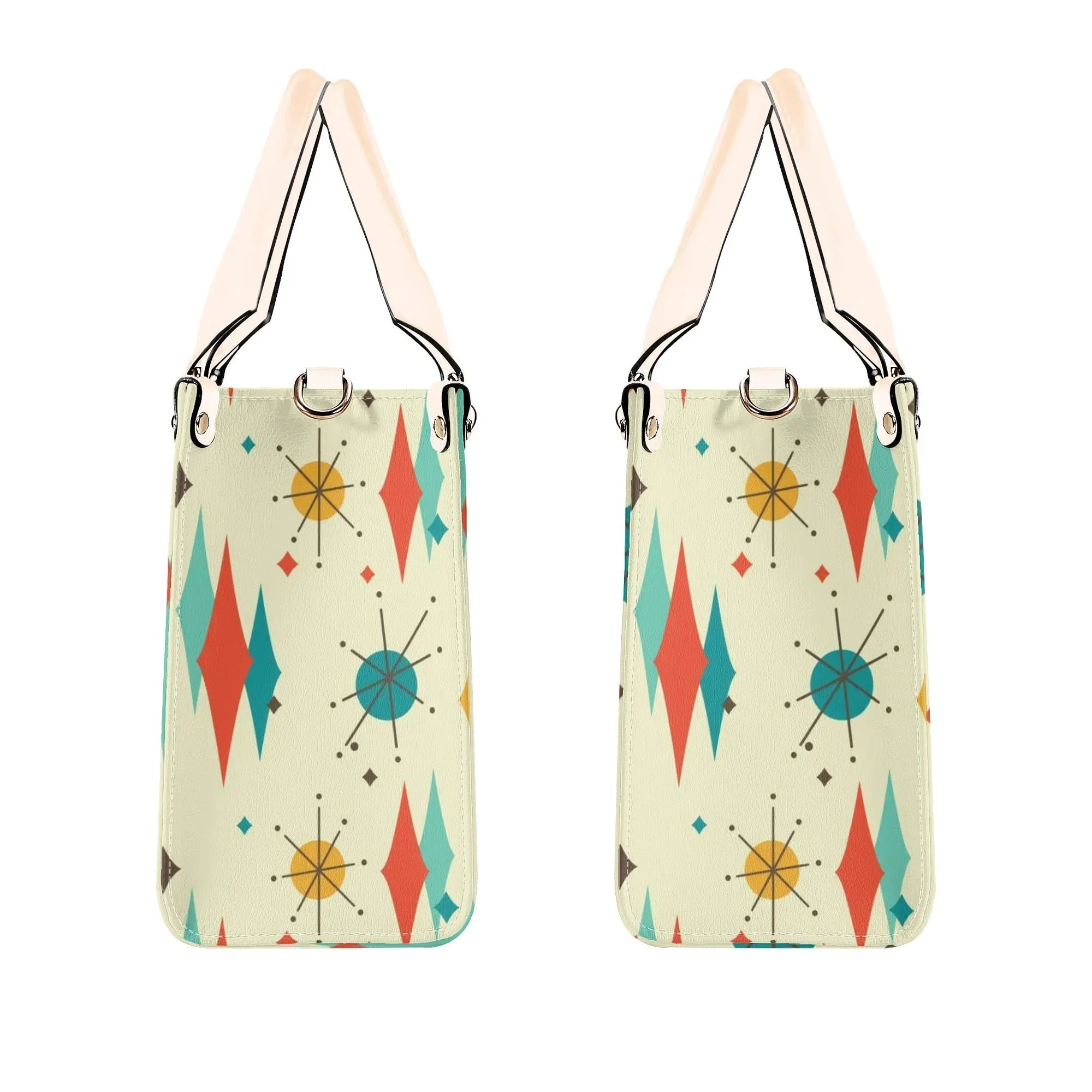 Atomic Cat Satchel, Mid Century Modern Franciscan Diamond Starburst Handbag, Retro Shoulder Bag
