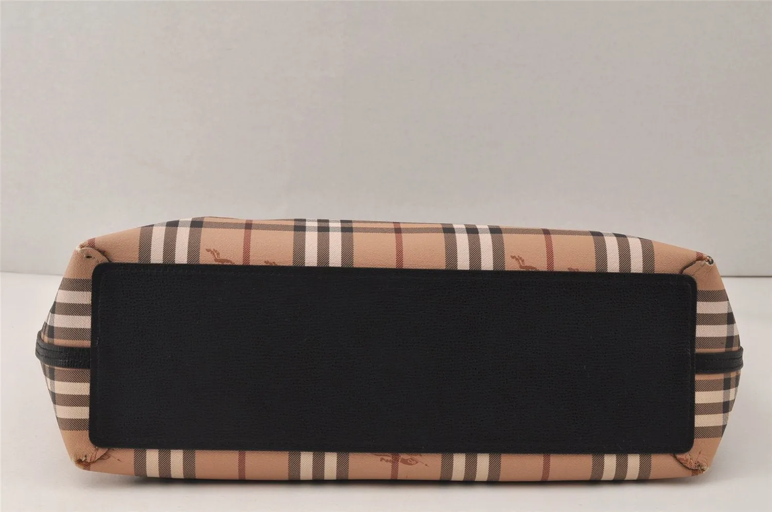Authentic BURBERRY Nova Check Reversible Tote Bag PVC Leather Beige 5031K