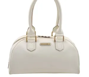 Authentic BURBERRY Vintage Leather Shoulder Hand Boston Bag White 4217I