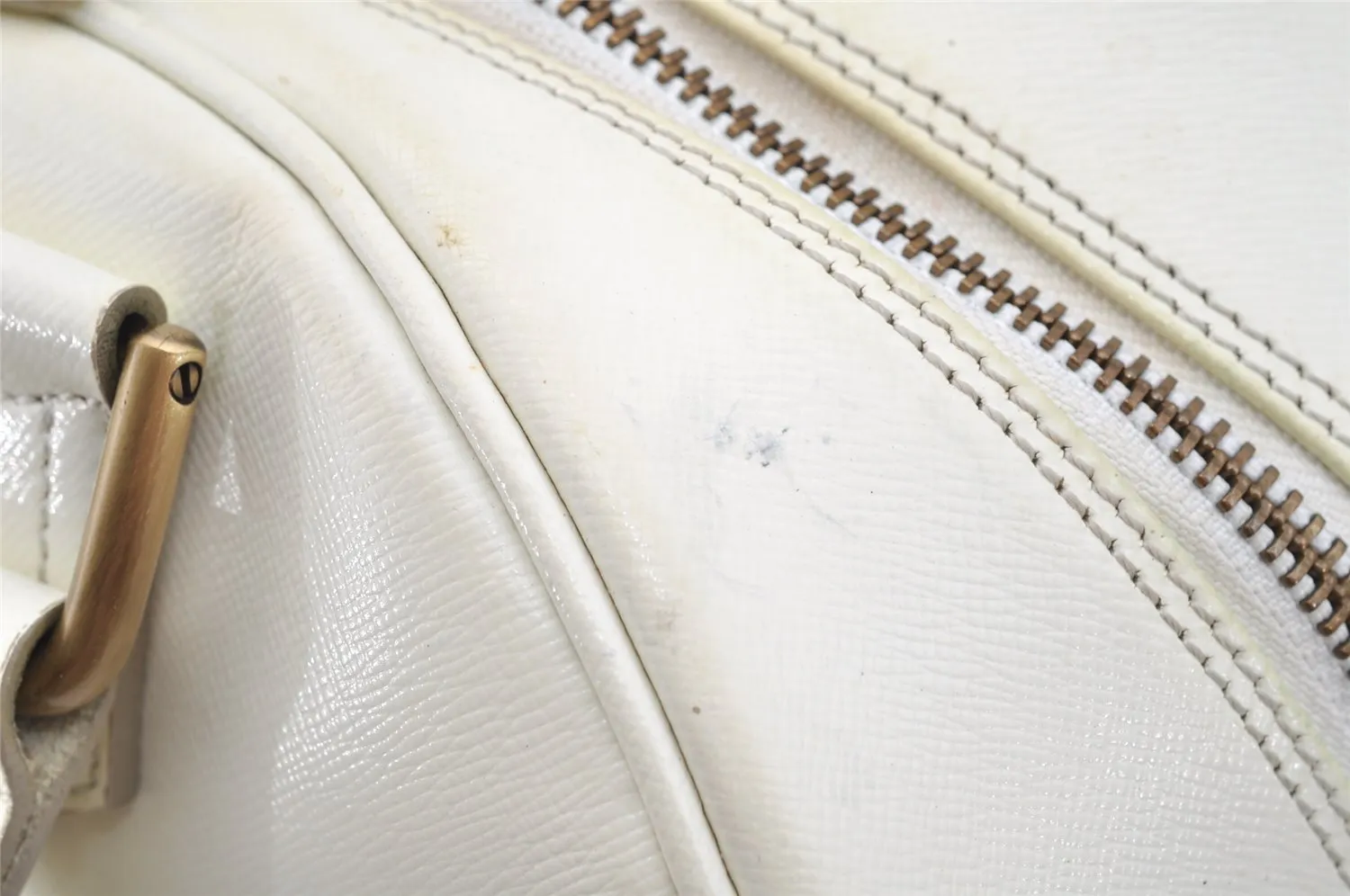 Authentic BURBERRY Vintage Leather Shoulder Hand Boston Bag White 4217I