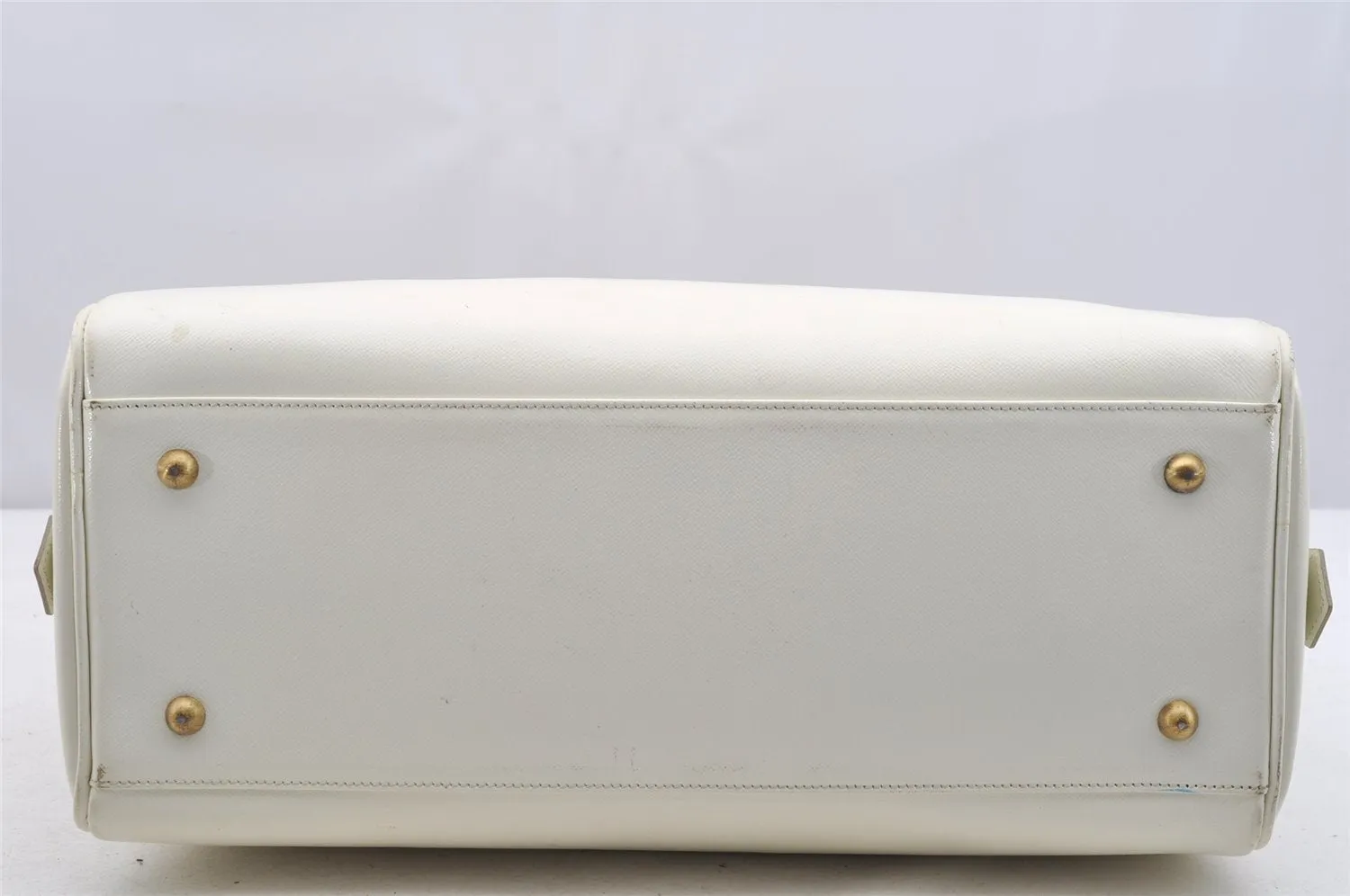 Authentic BURBERRY Vintage Leather Shoulder Hand Boston Bag White 4217I