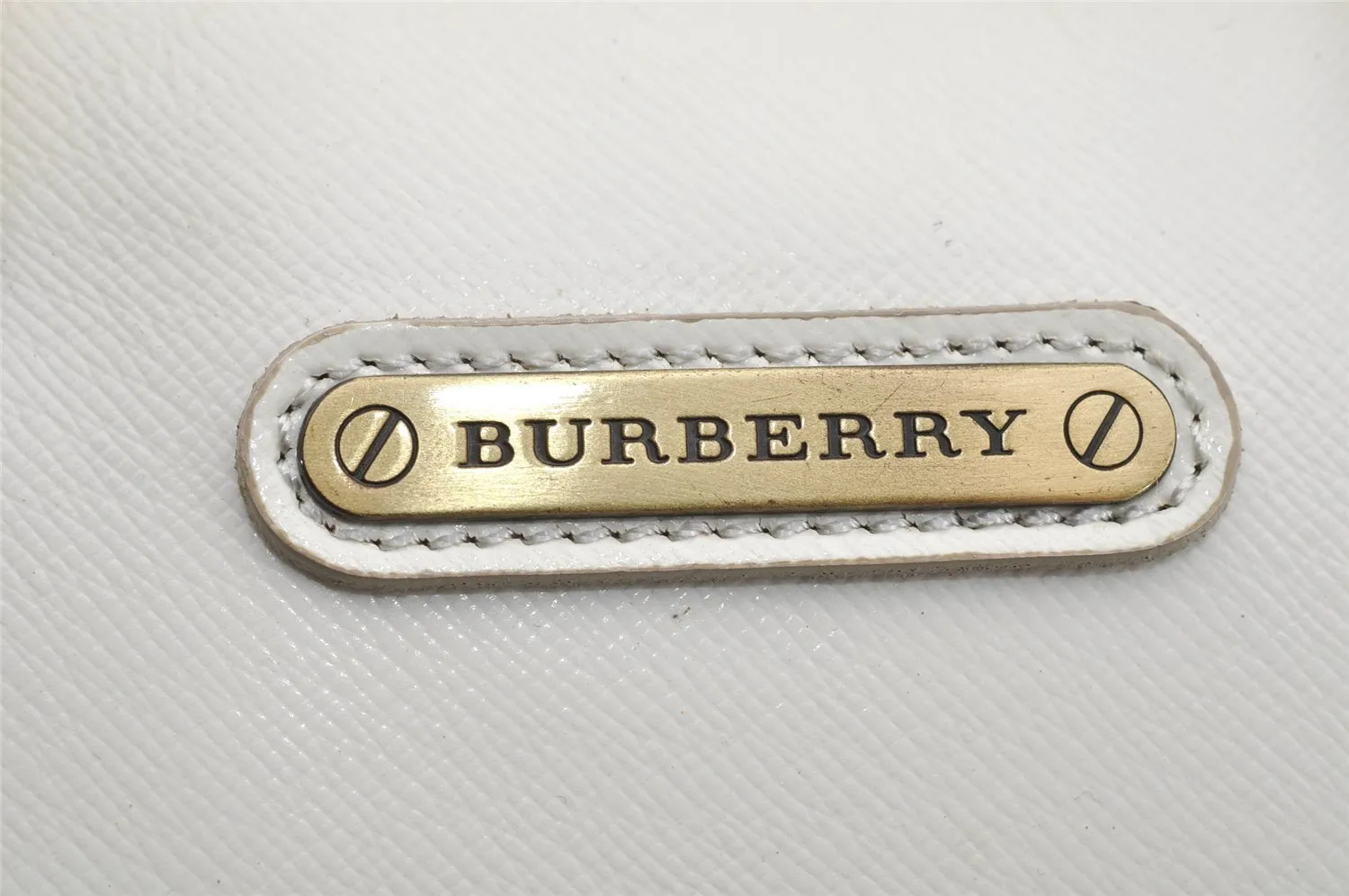 Authentic BURBERRY Vintage Leather Shoulder Hand Boston Bag White 4217I