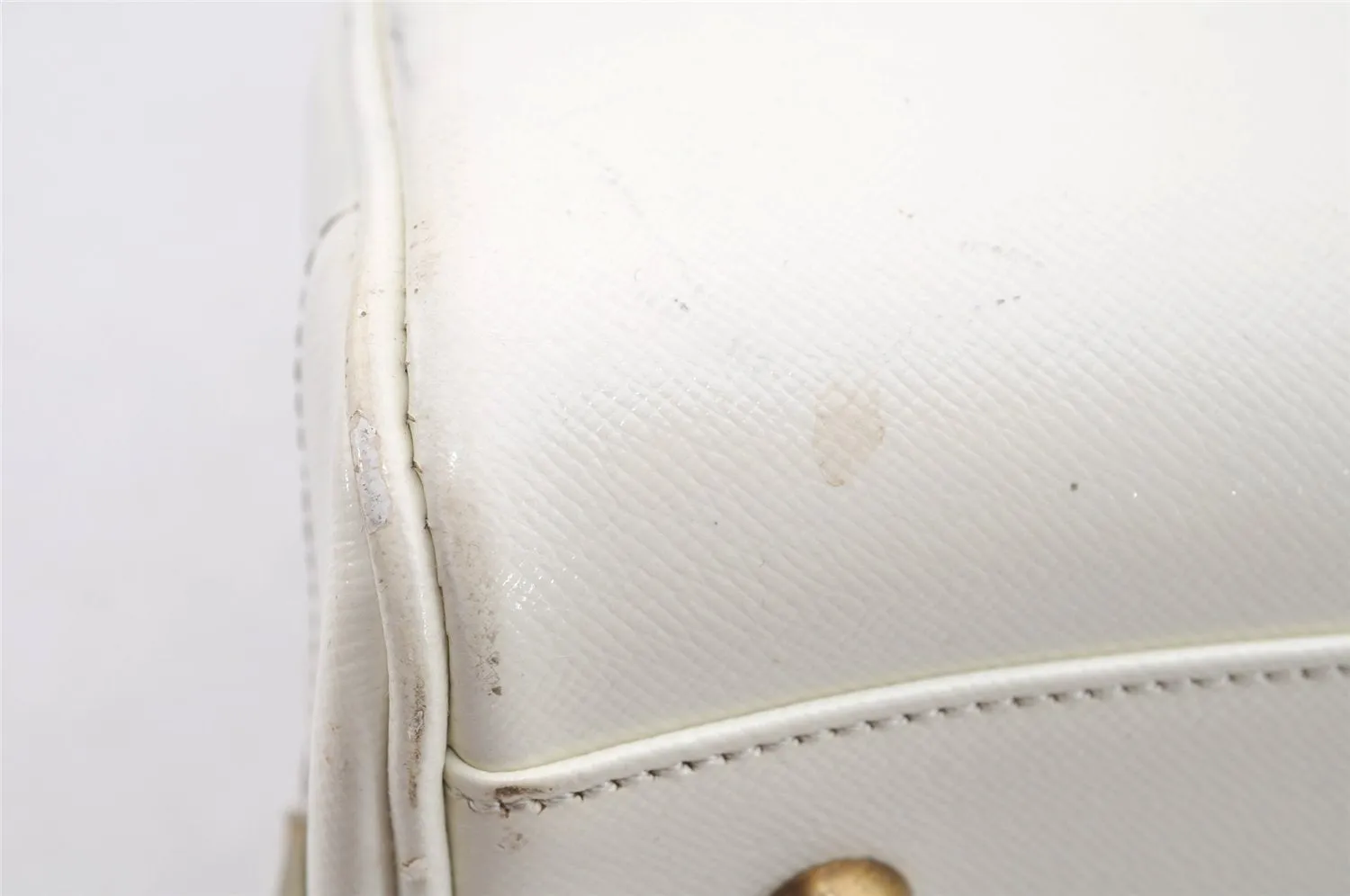 Authentic BURBERRY Vintage Leather Shoulder Hand Boston Bag White 4217I