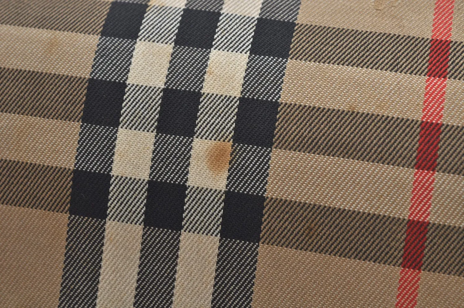 Authentic Burberrys Vintage Check Canvas Travel Boston Bag Brown Beige K9558