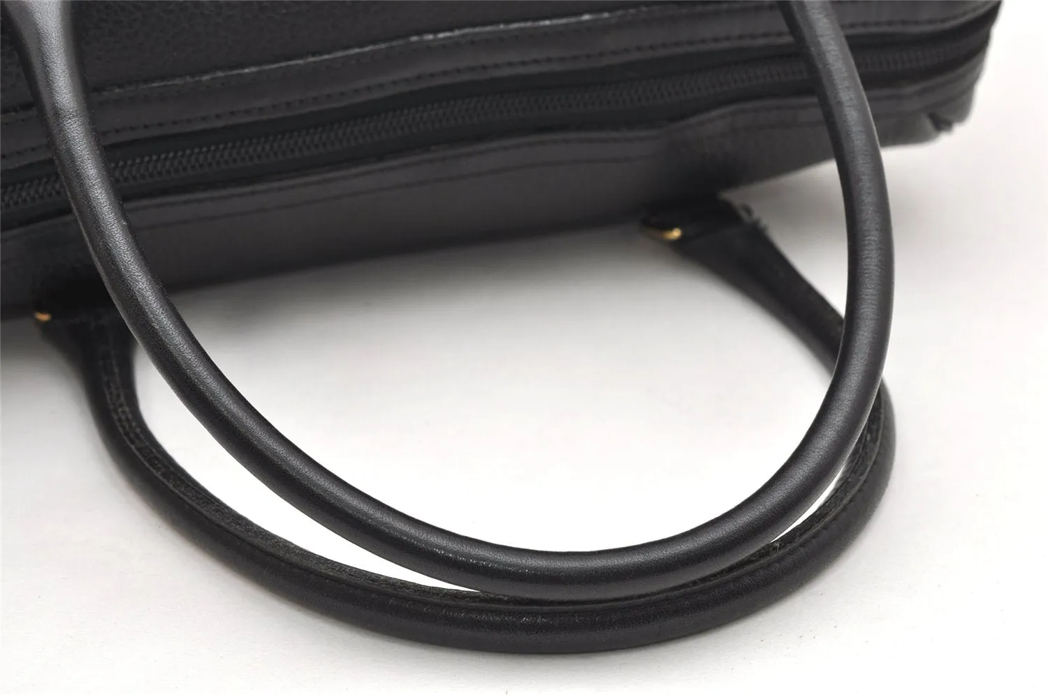 Authentic Burberrys Vintage Leather Hand Boston Bag Purse Black 5442K