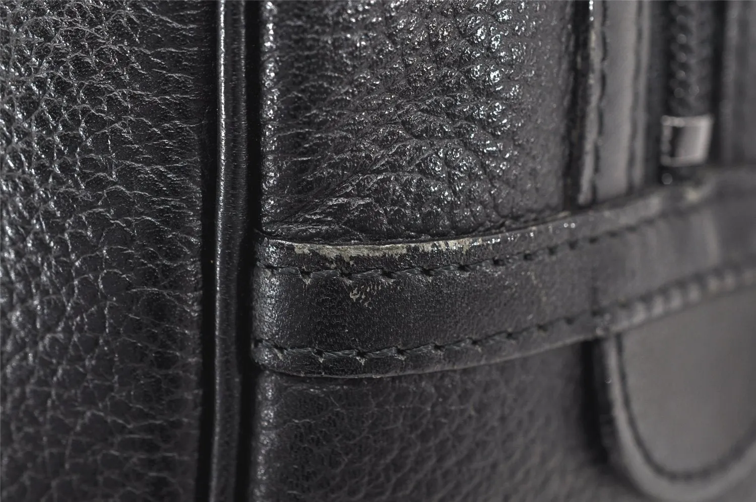 Authentic Burberrys Vintage Leather Hand Boston Bag Purse Black 5442K