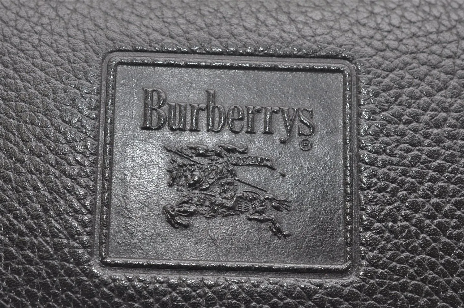 Authentic Burberrys Vintage Leather Hand Boston Bag Purse Black 5442K