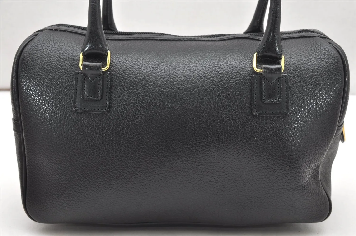 Authentic Burberrys Vintage Leather Hand Boston Bag Purse Black 5442K