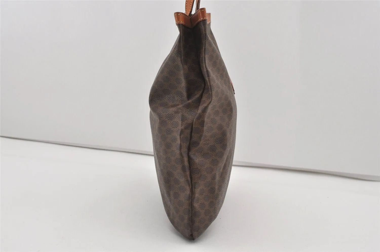 Authentic CELINE Macadam Blason Shoulder Tote Bag PVC Leather Brown 1737I