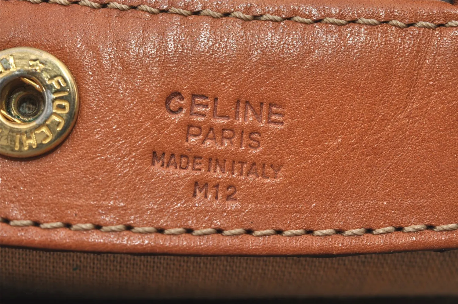 Authentic CELINE Macadam Blason Shoulder Tote Bag PVC Leather Brown 1737I