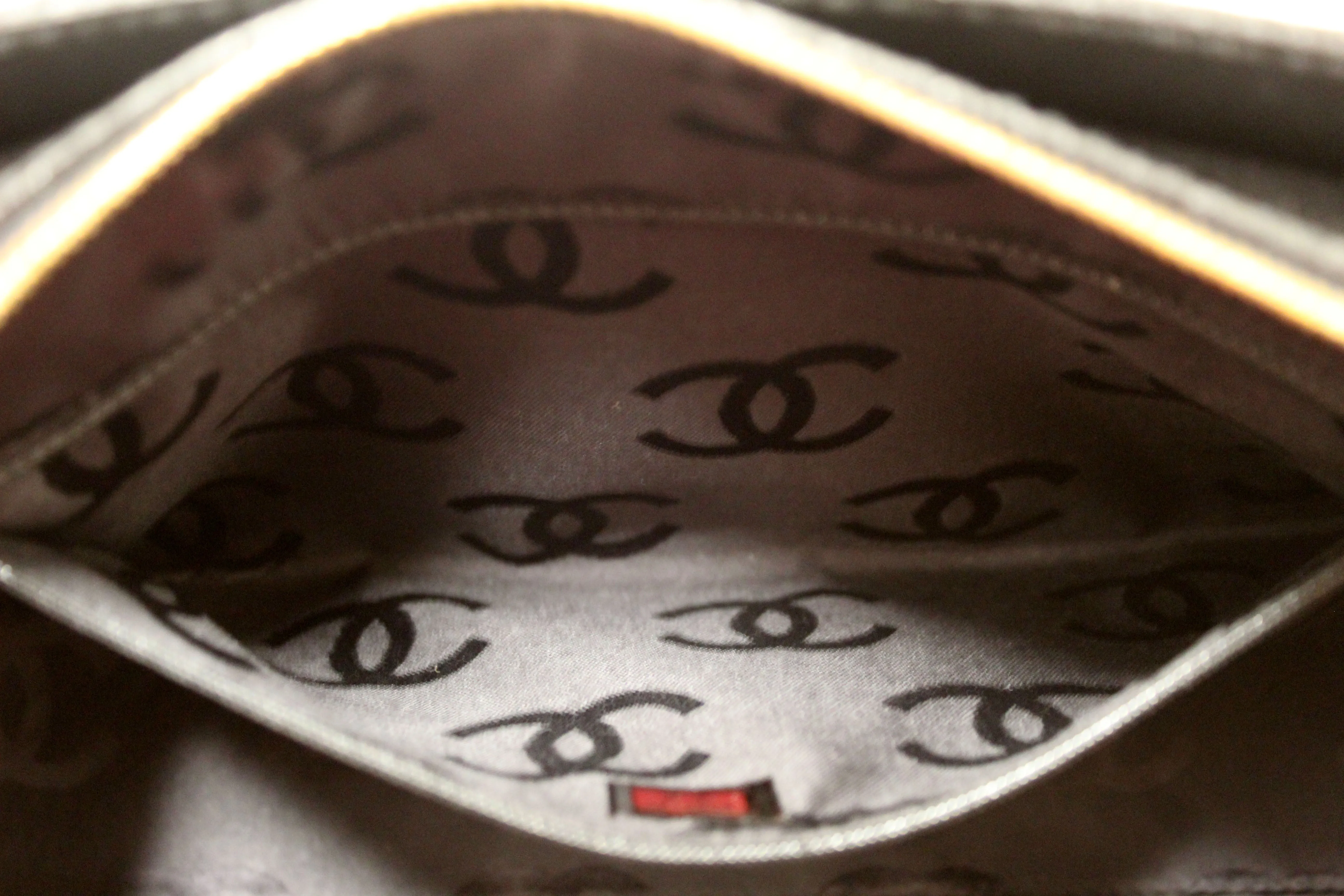 Authentic Chanel Black Square Stitch Caviar Leather Shoulder Tote Bag