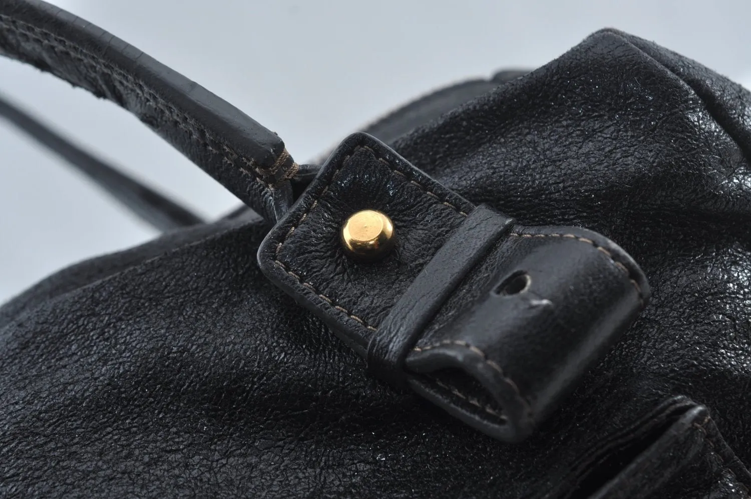 Authentic Chloe Vintage Eclipse Hand Boston Bag Purse Leather Black Junk 6533J