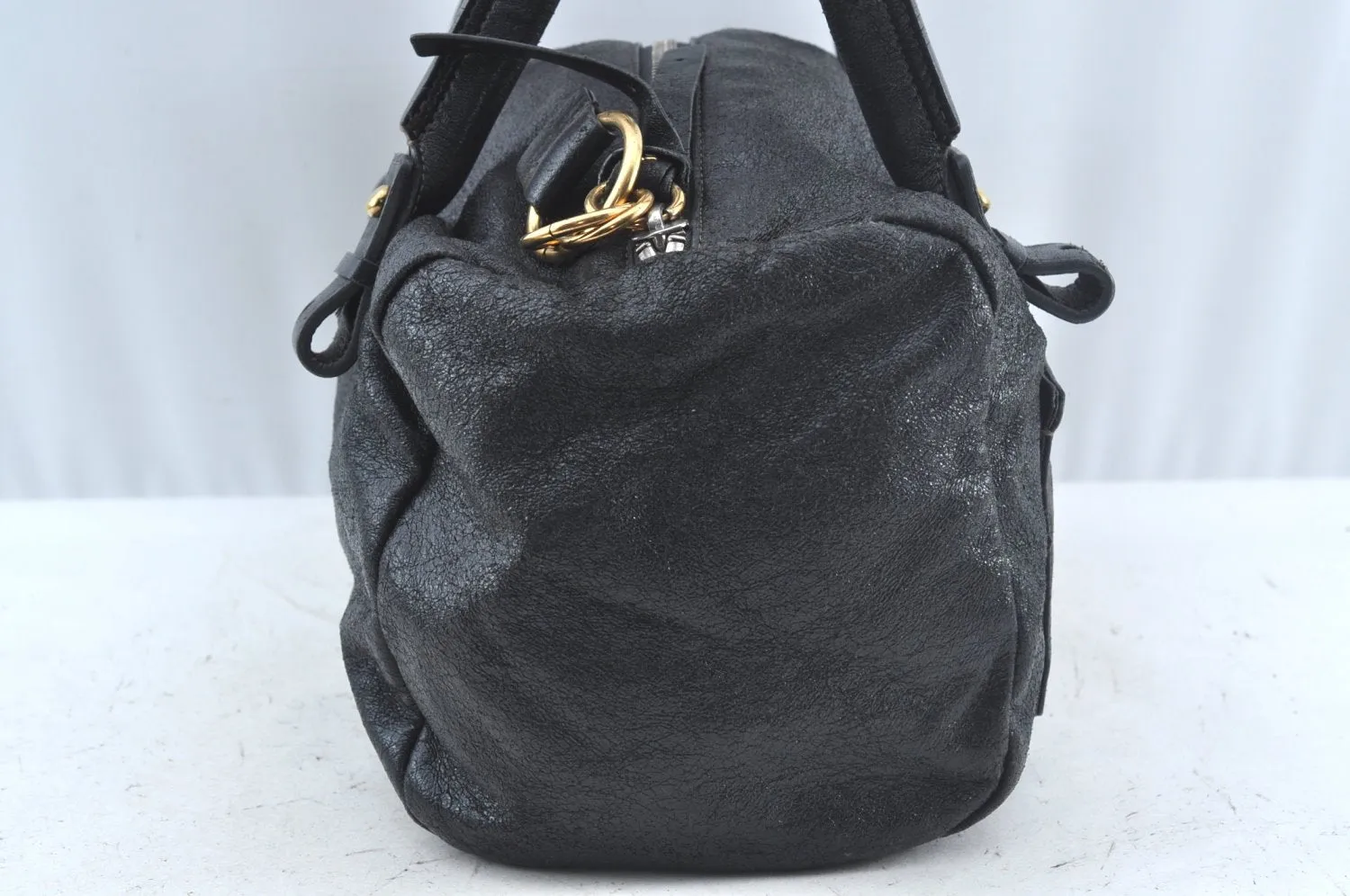 Authentic Chloe Vintage Eclipse Hand Boston Bag Purse Leather Black Junk 6533J