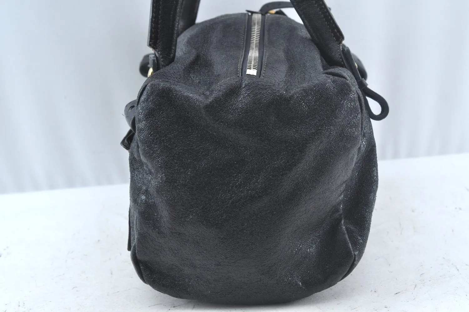 Authentic Chloe Vintage Eclipse Hand Boston Bag Purse Leather Black Junk 6533J