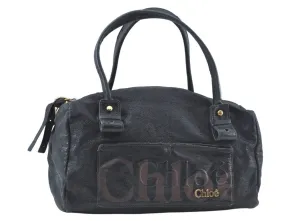 Authentic Chloe Vintage Eclipse Hand Boston Bag Purse Leather Black Junk 6533J