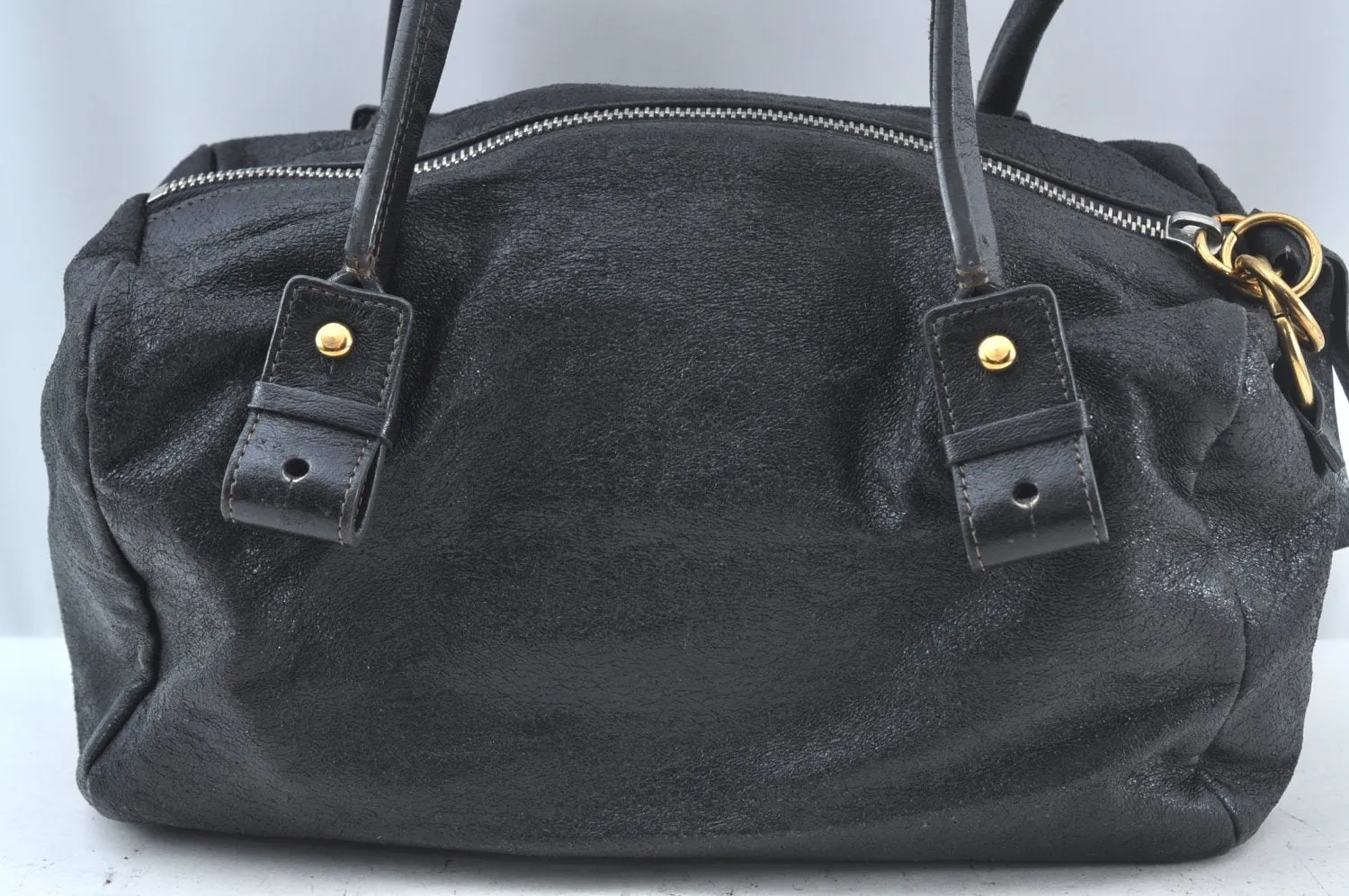 Authentic Chloe Vintage Eclipse Hand Boston Bag Purse Leather Black Junk 6533J