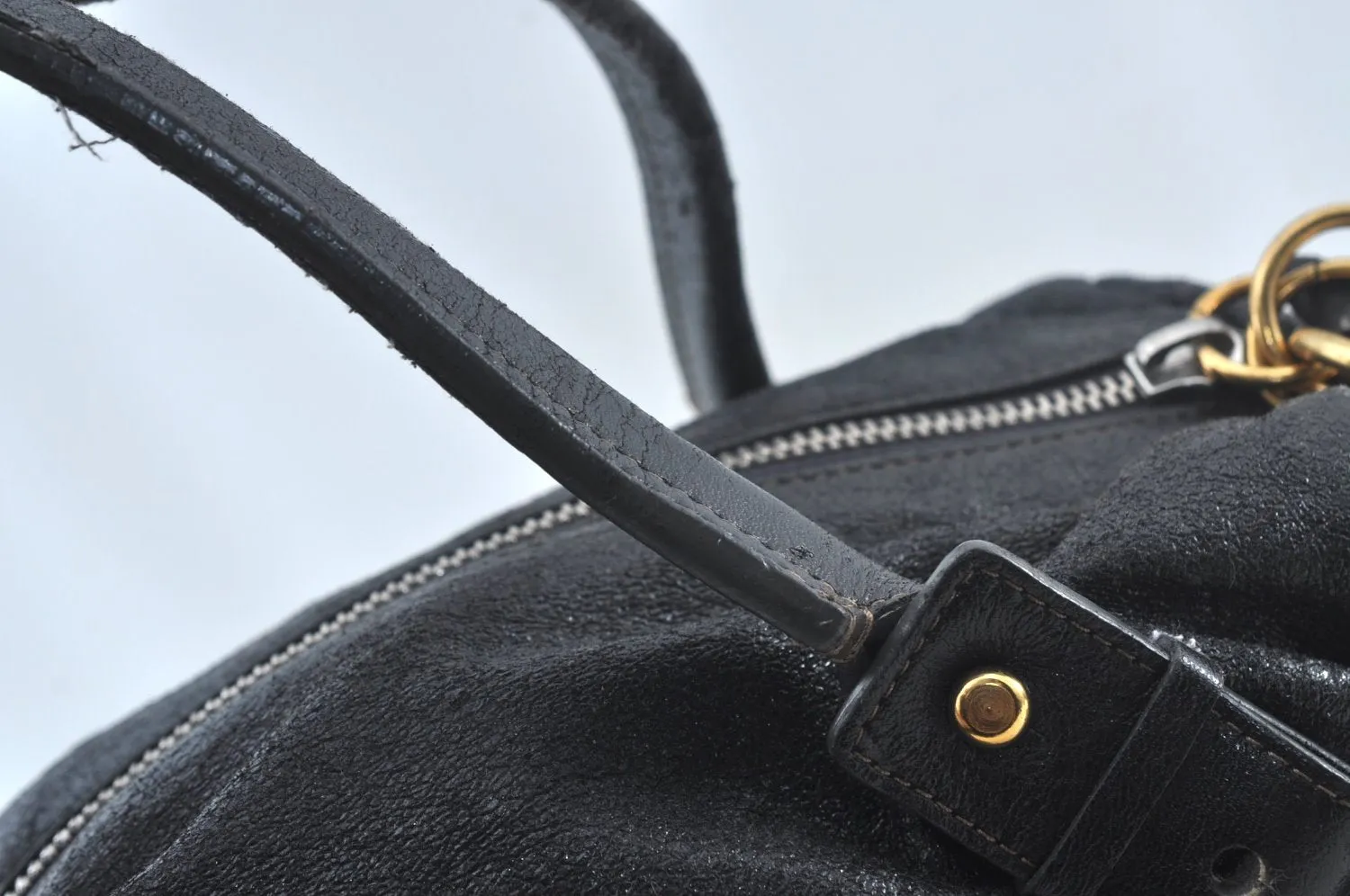 Authentic Chloe Vintage Eclipse Hand Boston Bag Purse Leather Black Junk 6533J