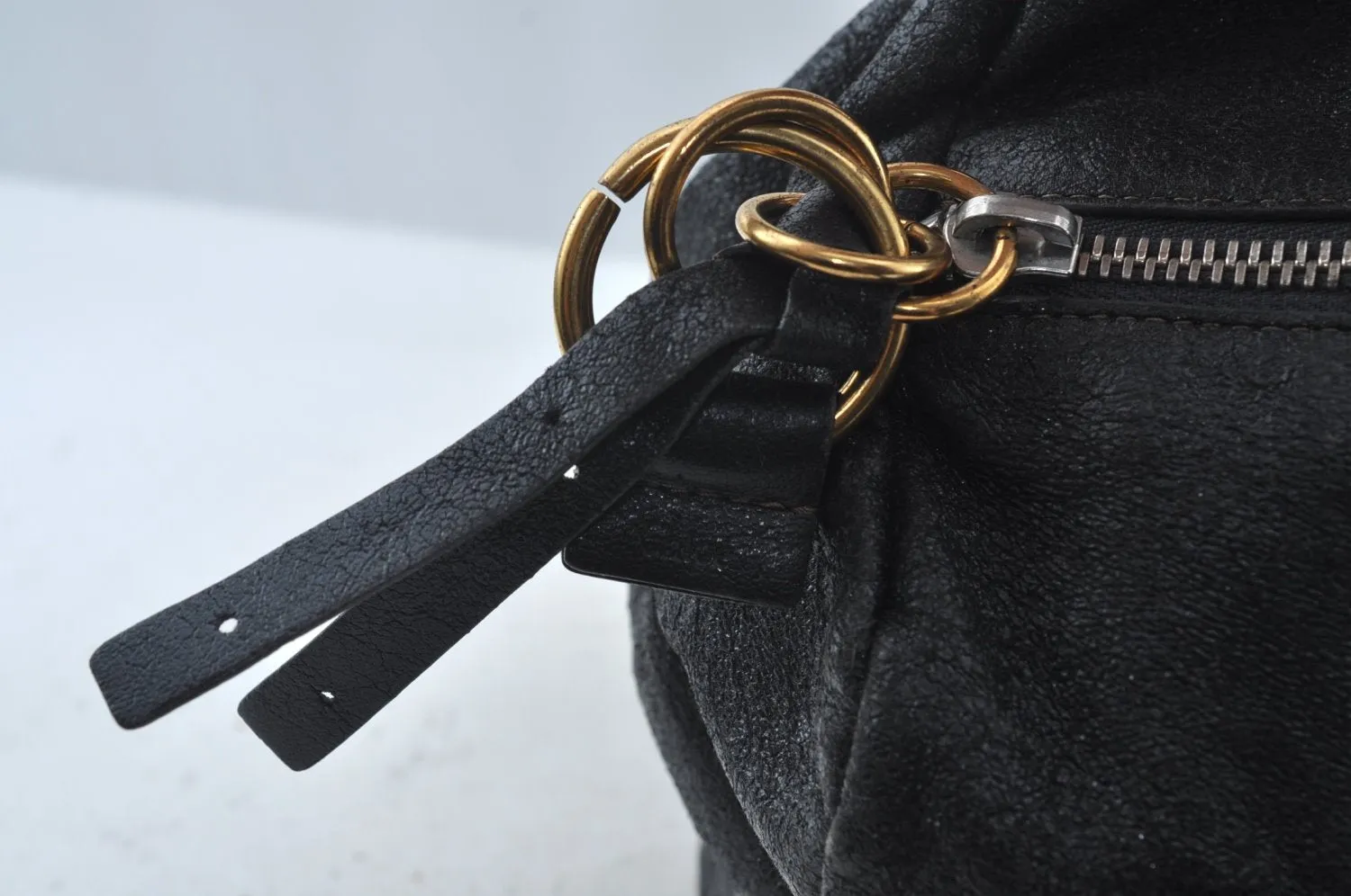 Authentic Chloe Vintage Eclipse Hand Boston Bag Purse Leather Black Junk 6533J