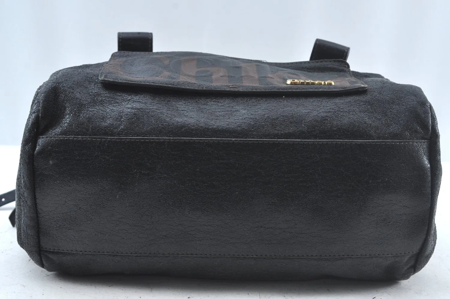 Authentic Chloe Vintage Eclipse Hand Boston Bag Purse Leather Black Junk 6533J