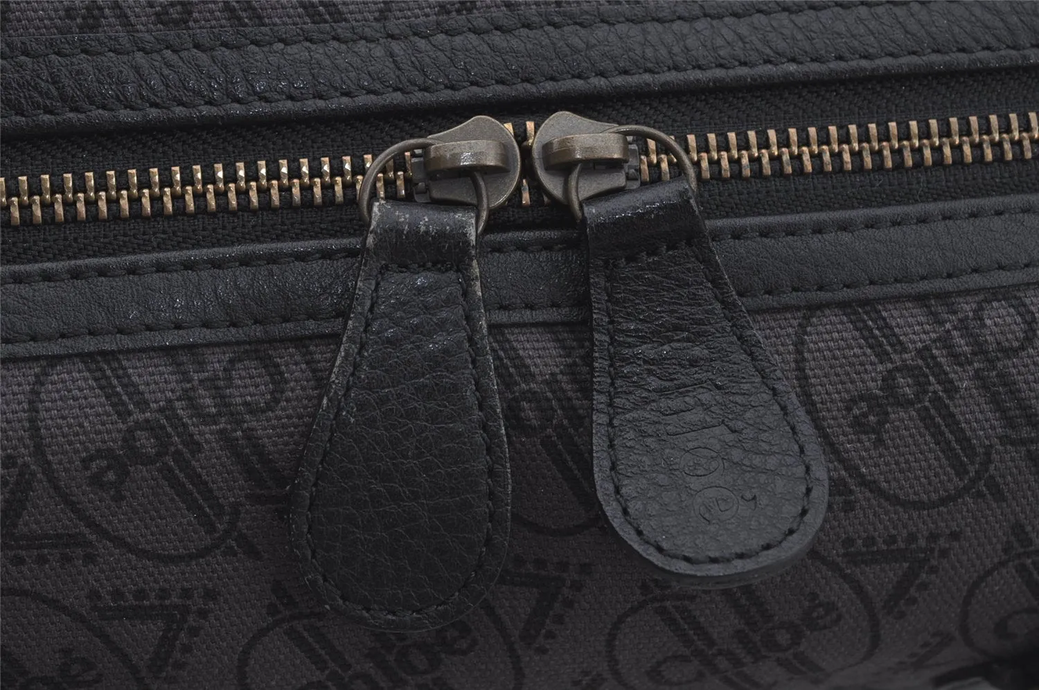 Authentic Chloe Vintage Hand Boston Bag Purse Canvas Leather Black 1095J