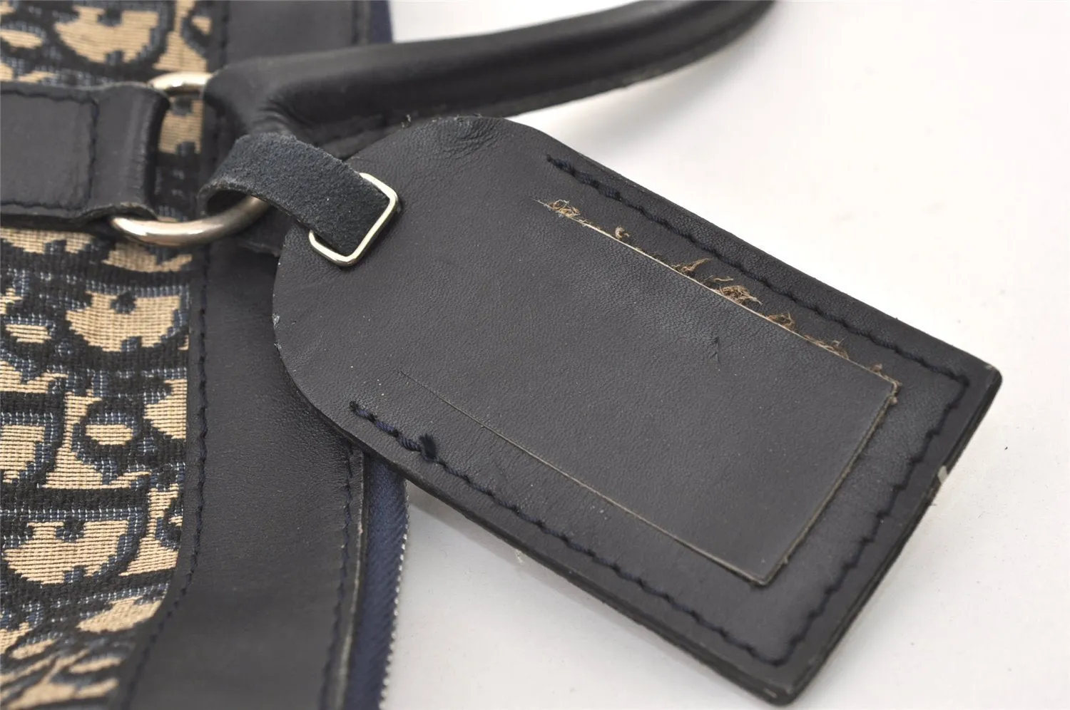 Authentic Christian Dior Trotter Travel Boston Bag Canvas Leather Blue 9894J