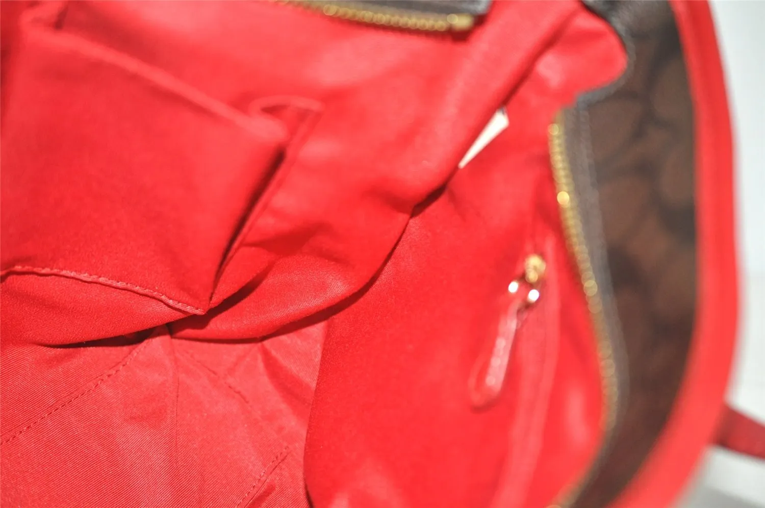 Authentic COACH Signature Vintage Shoulder Tote Bag PVC Leather Brown Red 2297I