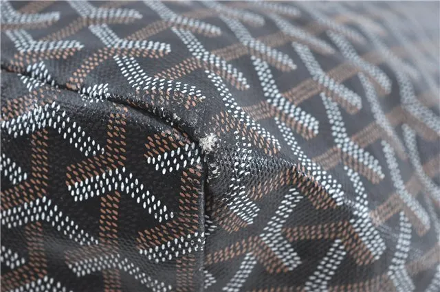 Authentic Goyard Saint Louis GM Shoulder Tote Bag PVC Leather Black J1253