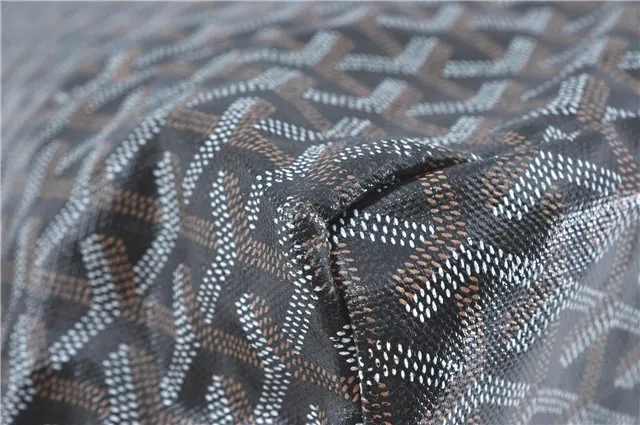 Authentic Goyard Saint Louis GM Shoulder Tote Bag PVC Leather Black J1253