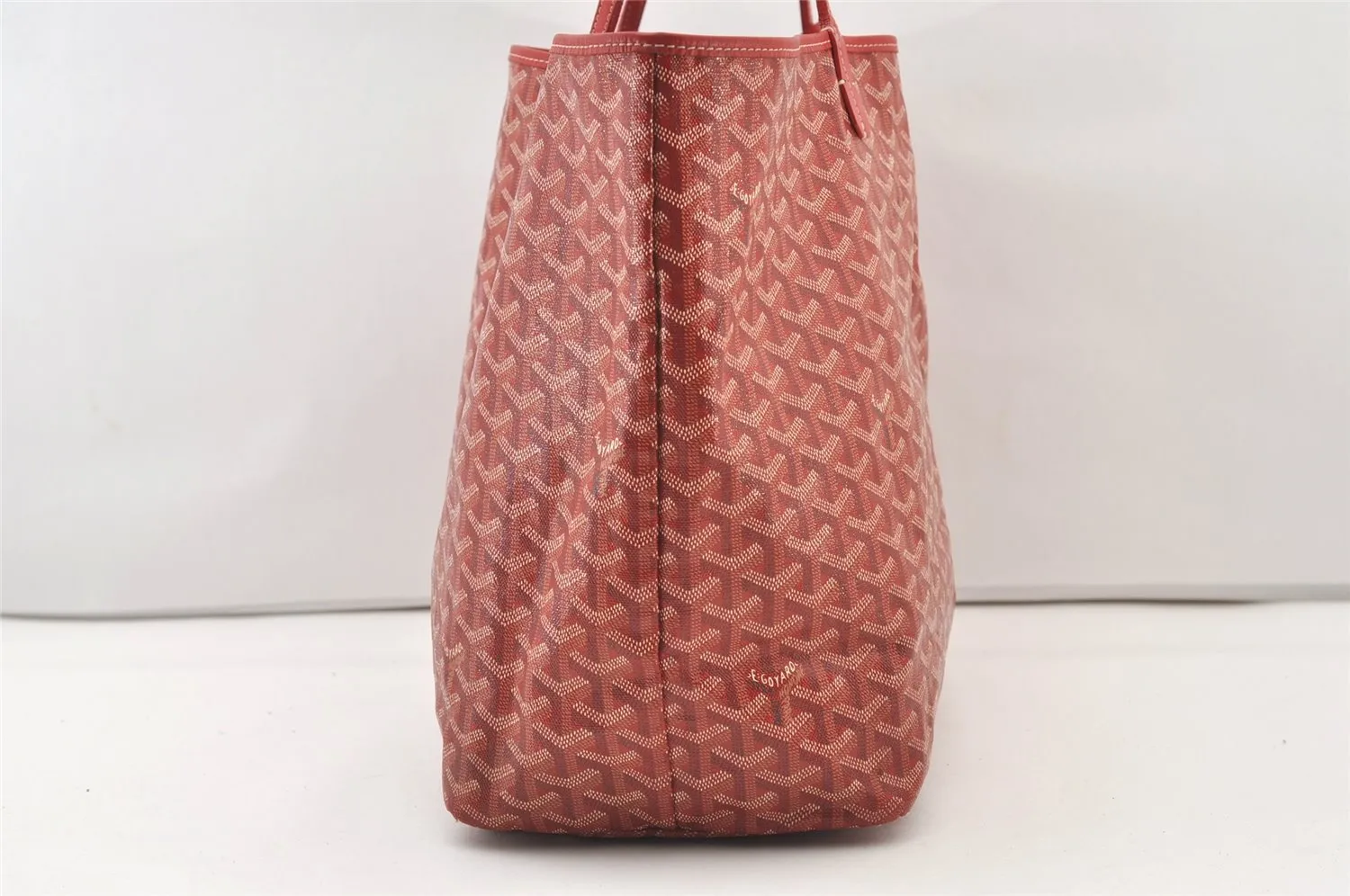 Authentic Goyard Vintage Saint Louis GM Shoulder Tote Bag PVC Leather Red 2767J