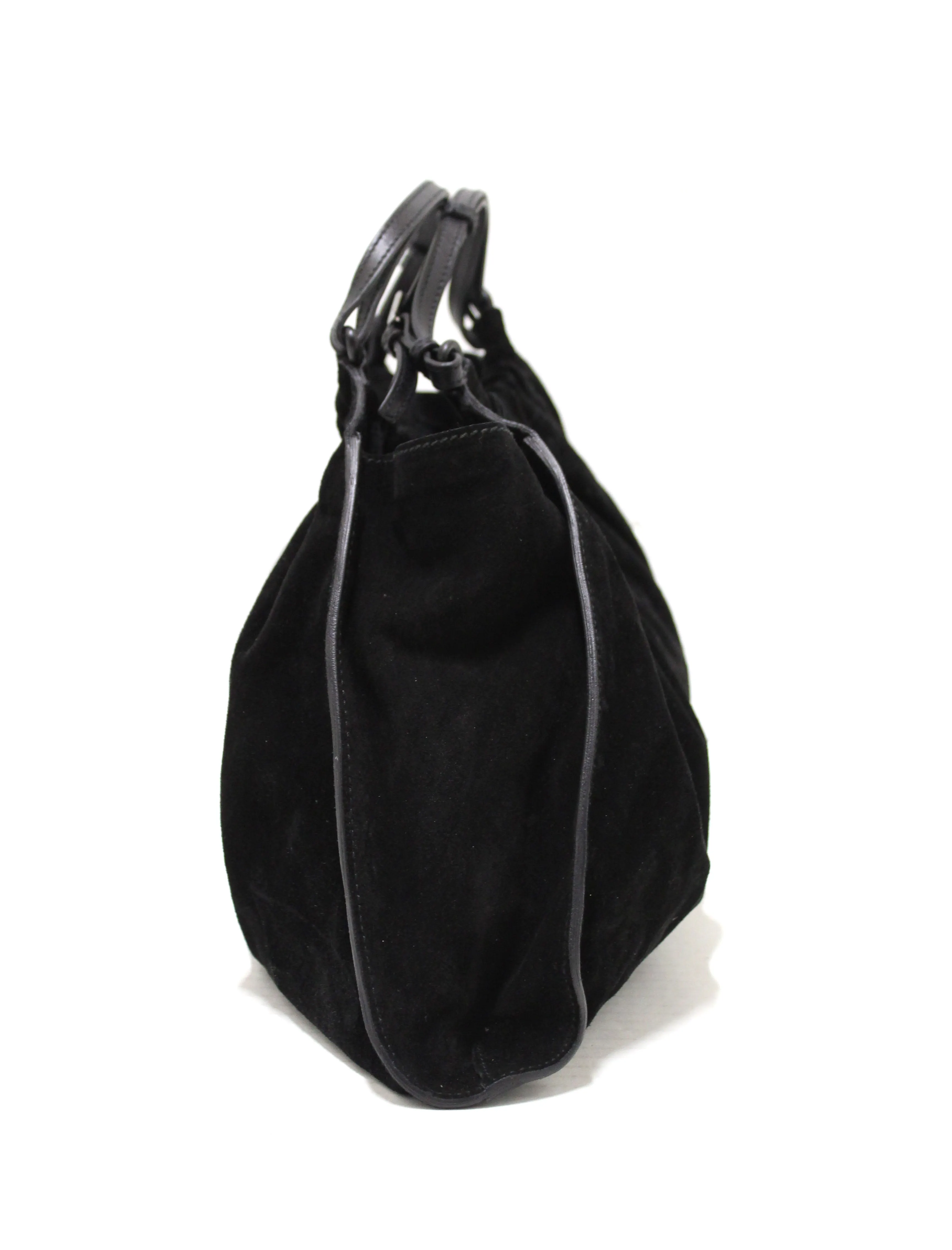 Authentic Gucci Black Suede Leather Hobo Shoulder Bag