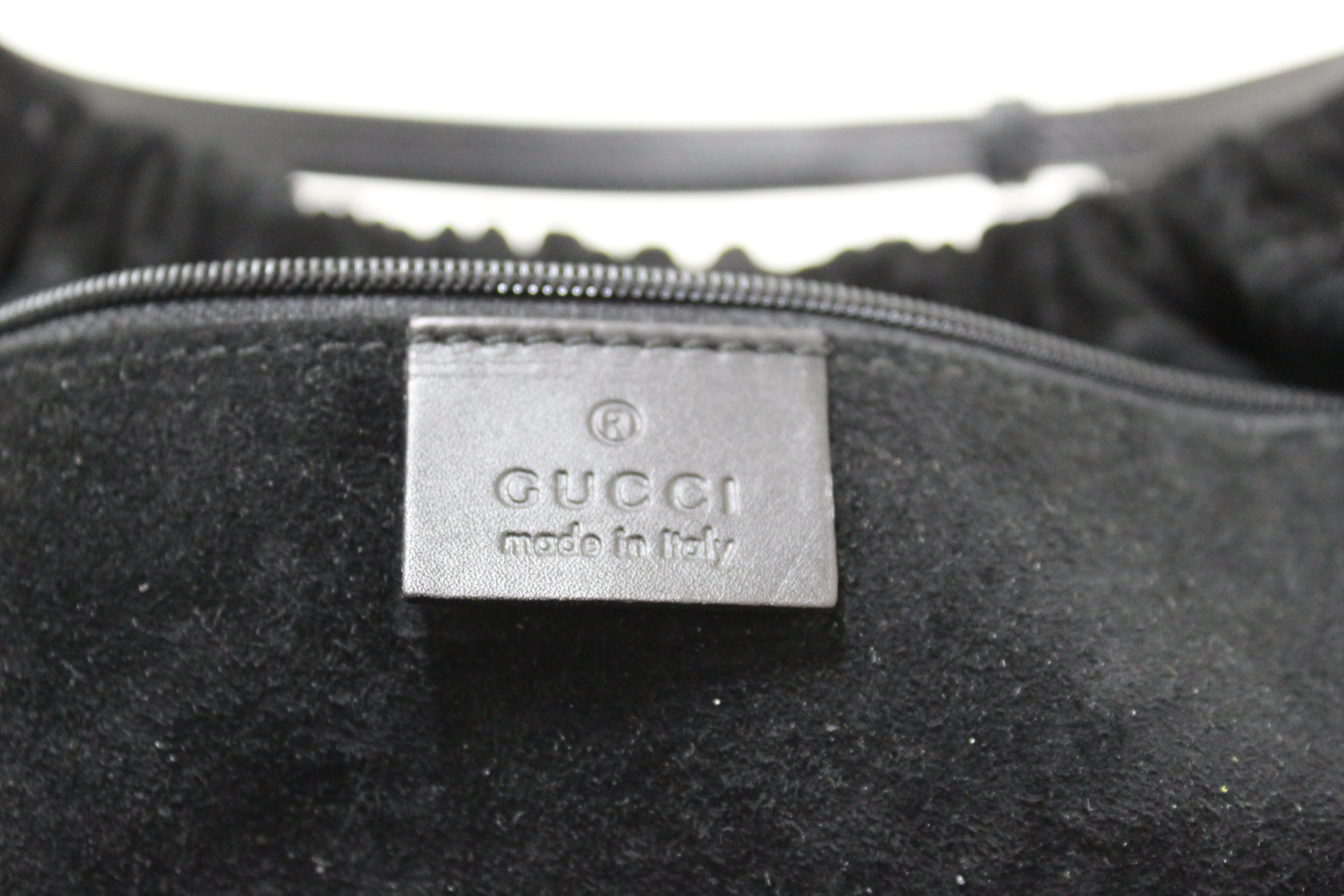 Authentic Gucci Black Suede Leather Hobo Shoulder Bag