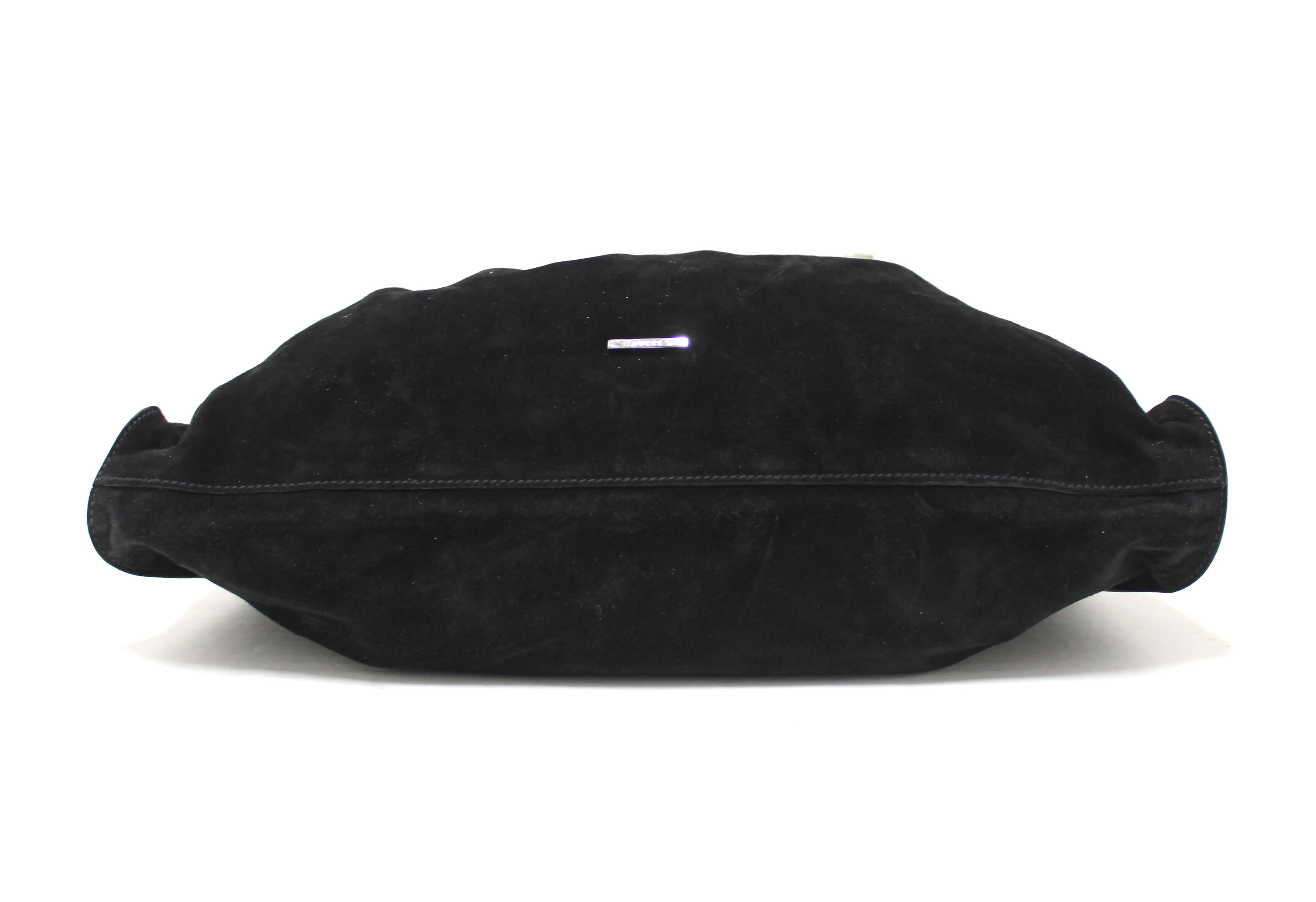 Authentic Gucci Black Suede Leather Hobo Shoulder Bag