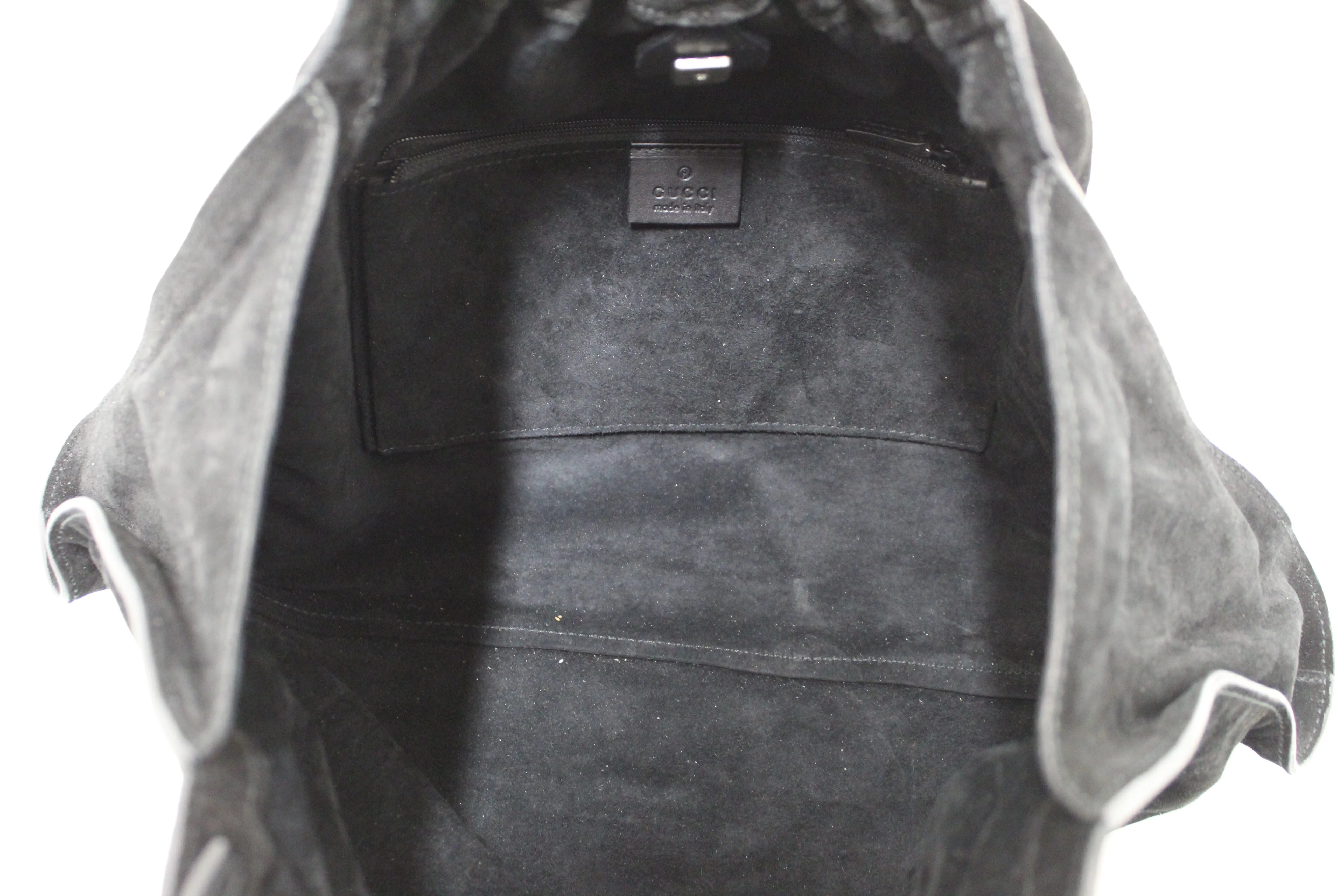 Authentic Gucci Black Suede Leather Hobo Shoulder Bag