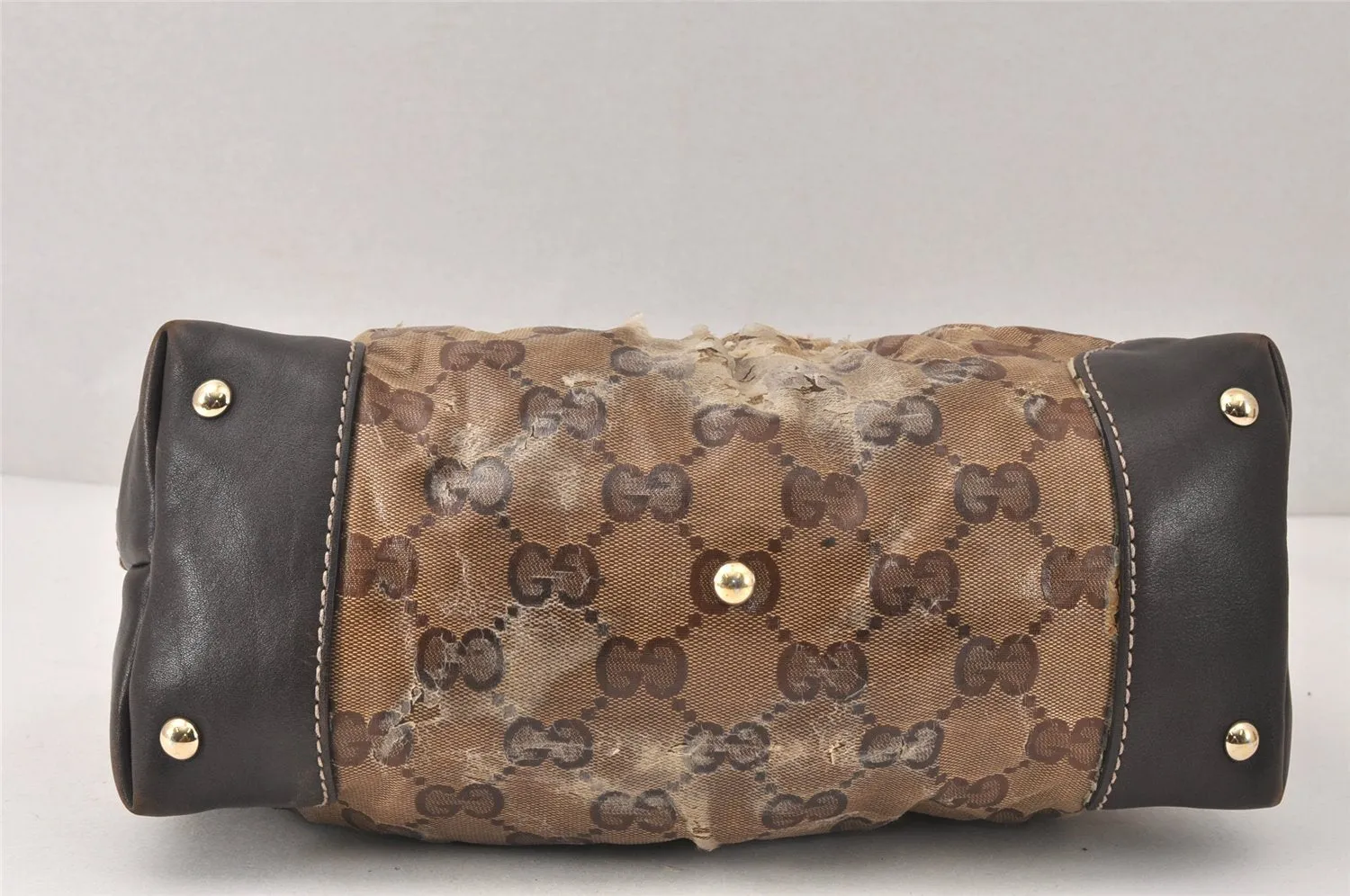 Authentic GUCCI GG Crystal Tote Hand Bag PVC Leather 223964 Brown 4600K