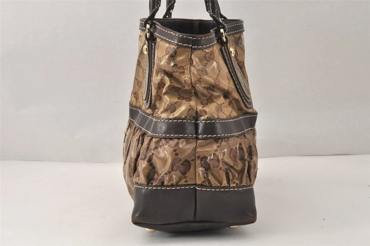 Authentic GUCCI GG Crystal Tote Hand Bag PVC Leather 223964 Brown 4600K