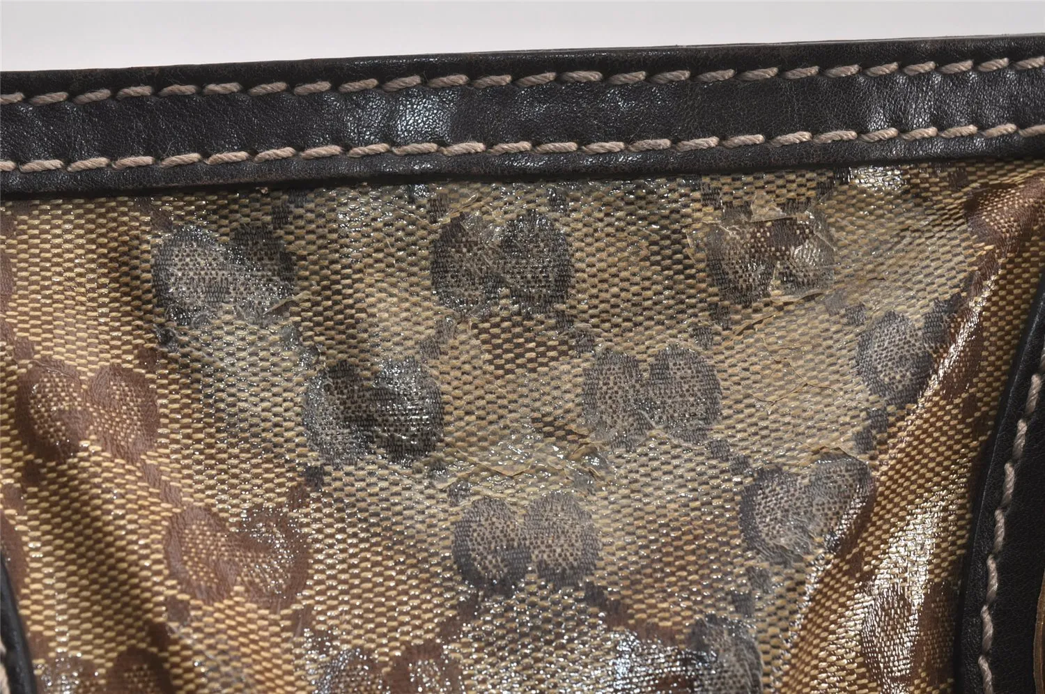Authentic GUCCI GG Crystal Tote Hand Bag PVC Leather 223964 Brown 4600K