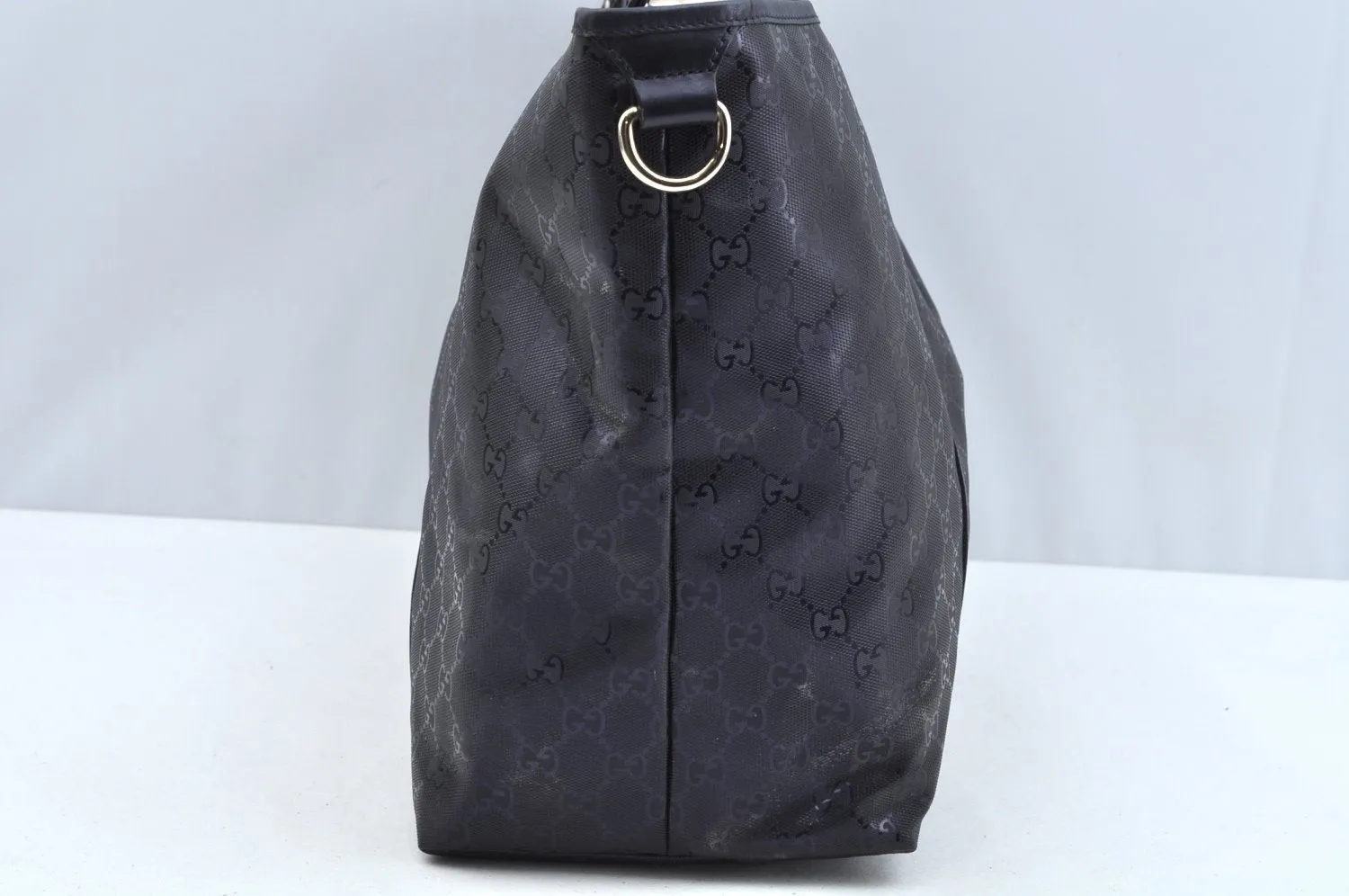 Authentic GUCCI GG Imprime Shoulder Tote Bag GG PVC Leather 197954 Navy 6519I