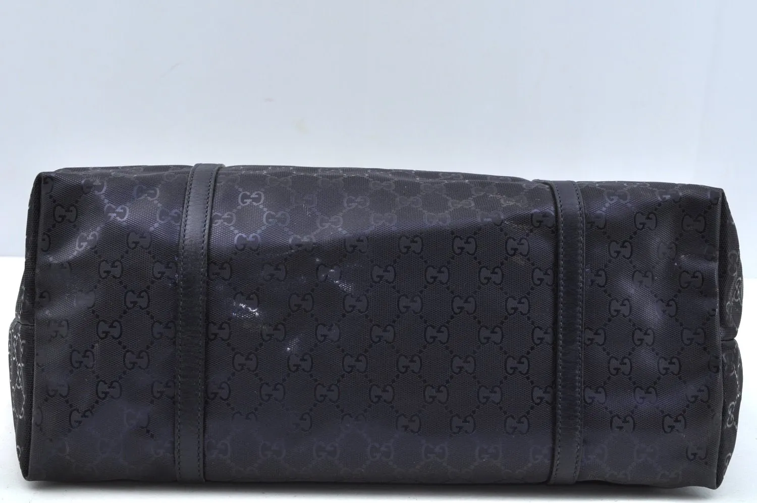 Authentic GUCCI GG Imprime Shoulder Tote Bag GG PVC Leather 197954 Navy 6519I