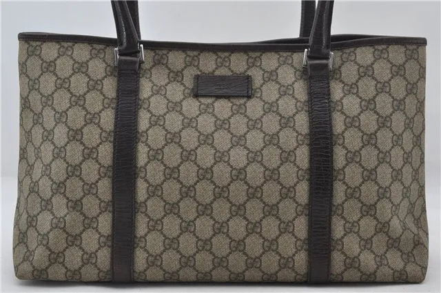 Authentic GUCCI Shoulder Tote Bag GG PVC Leather 114595 Brown 7424E