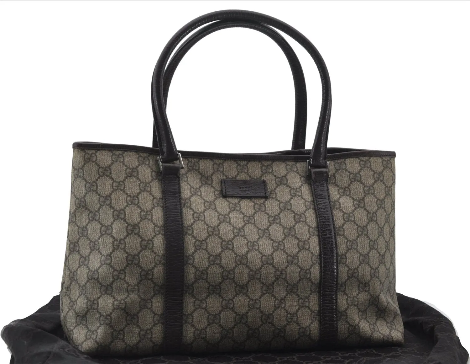 Authentic GUCCI Shoulder Tote Bag GG PVC Leather 114595 Brown 7424E