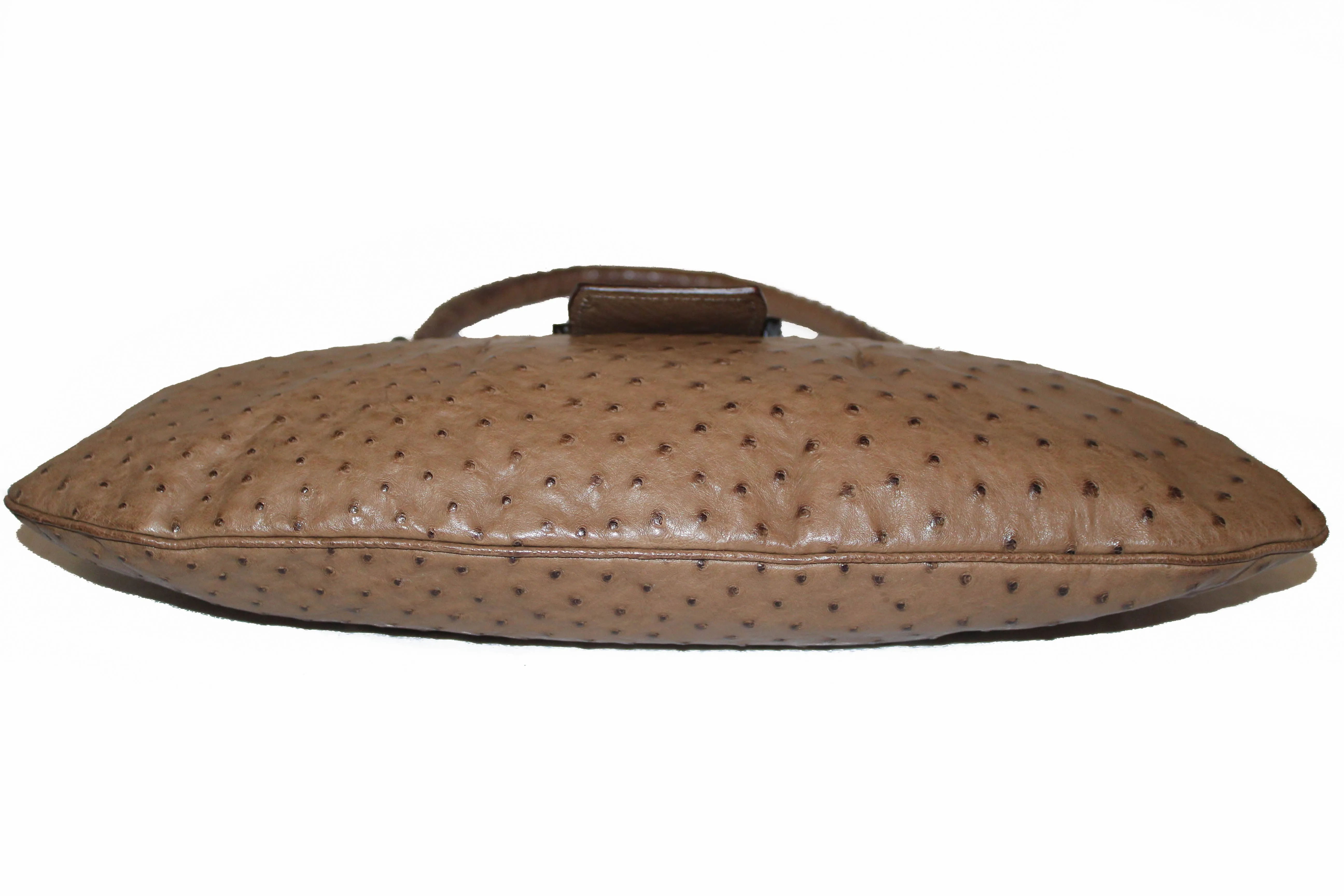 Authentic Gucci Tan Ostrich Leather Hobo Shoulder Bag