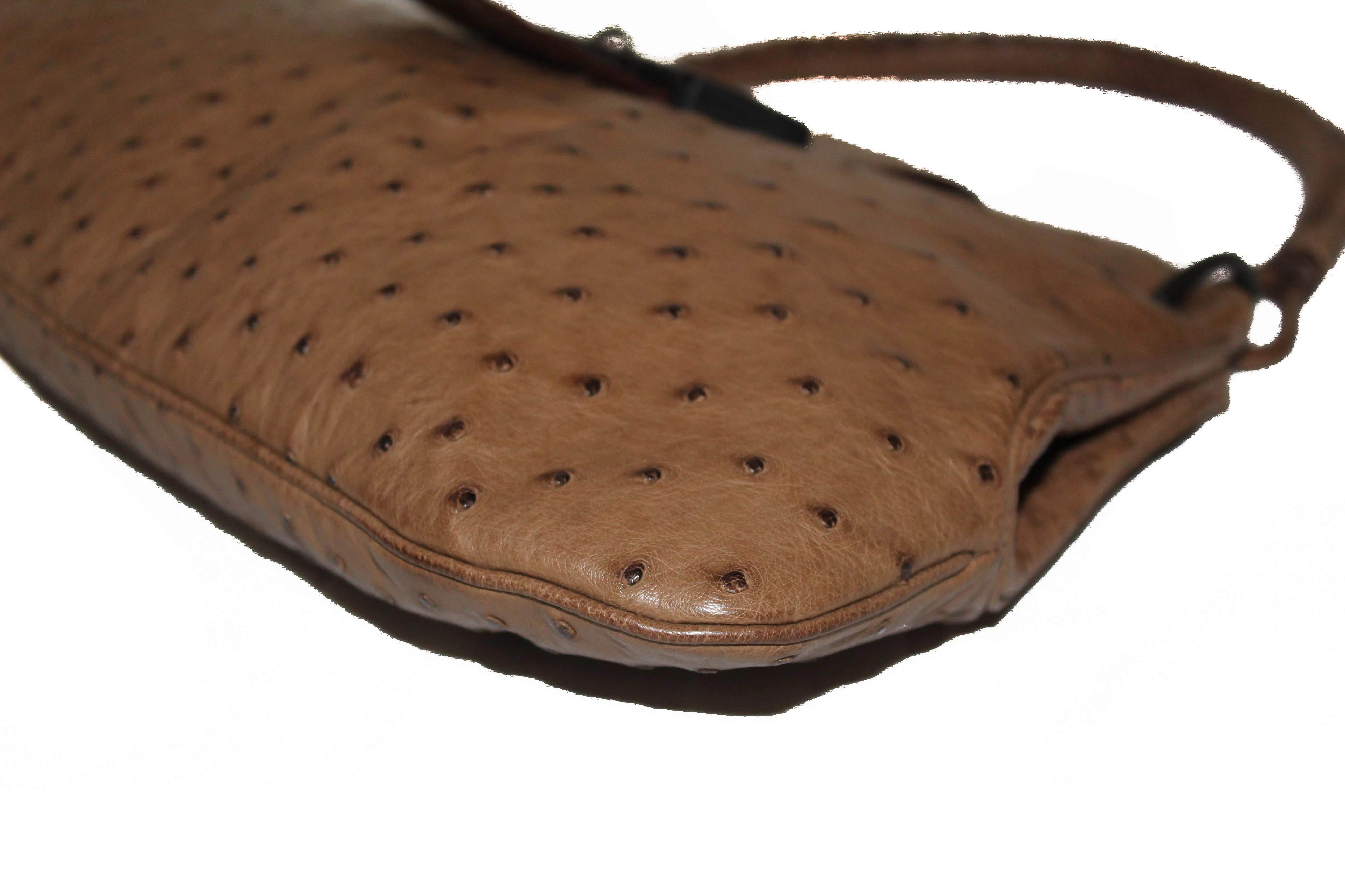 Authentic Gucci Tan Ostrich Leather Hobo Shoulder Bag