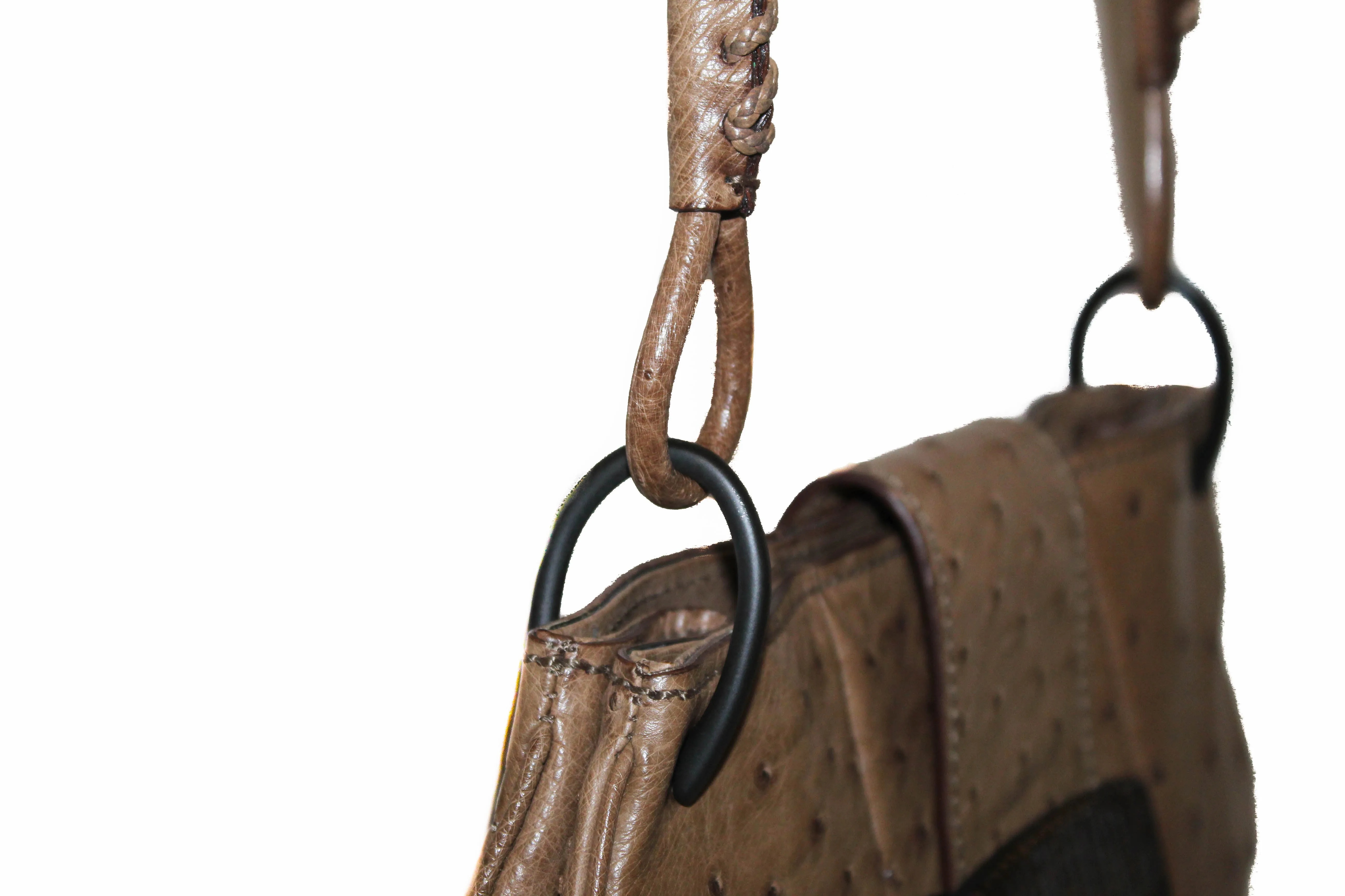 Authentic Gucci Tan Ostrich Leather Hobo Shoulder Bag