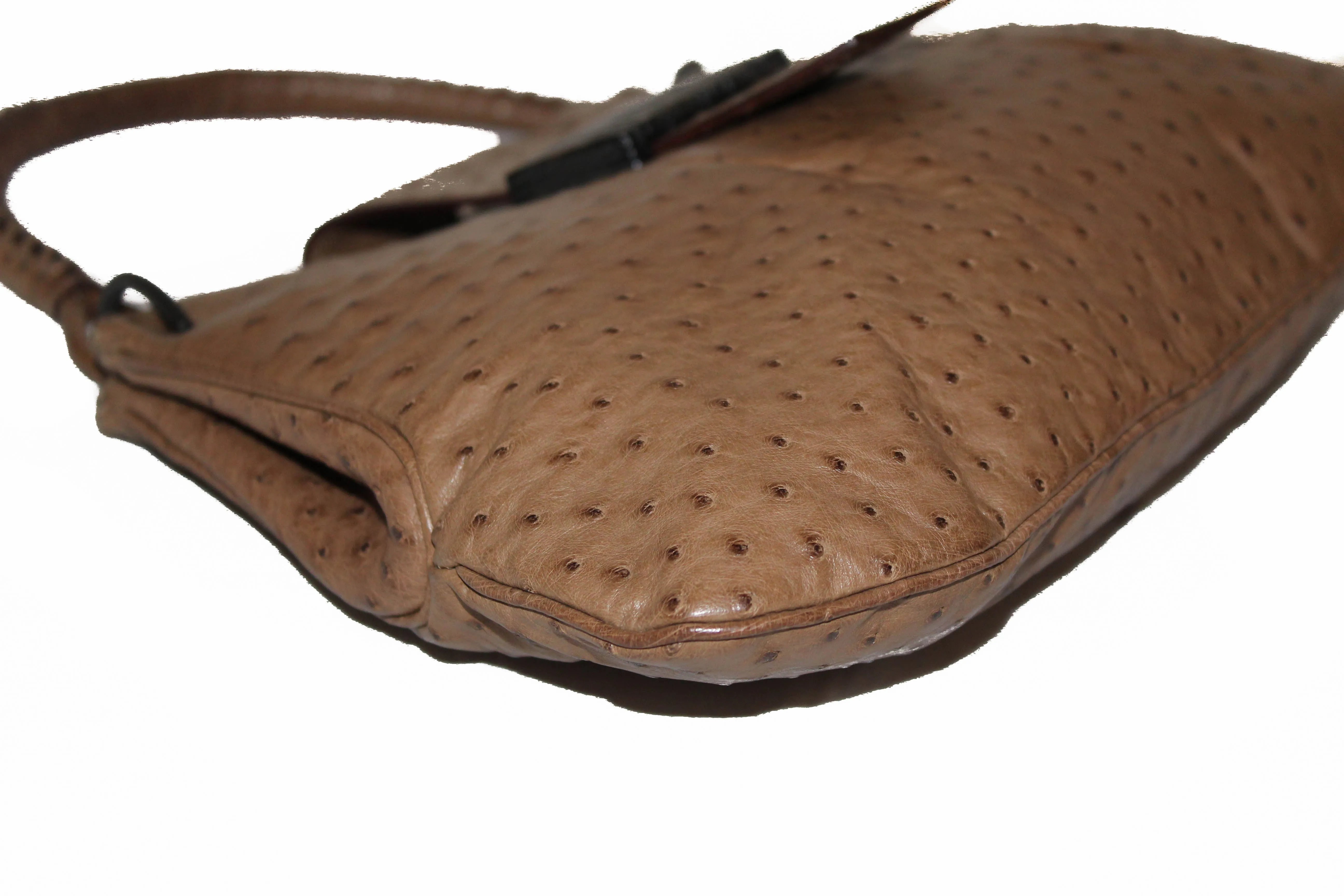 Authentic Gucci Tan Ostrich Leather Hobo Shoulder Bag