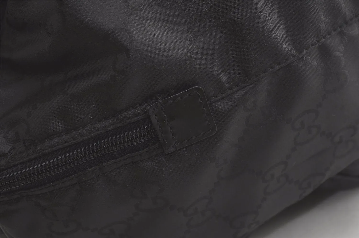 Authentic GUCCI Vintage Boston Hand Bag GG Nylon Leather Black 6368K