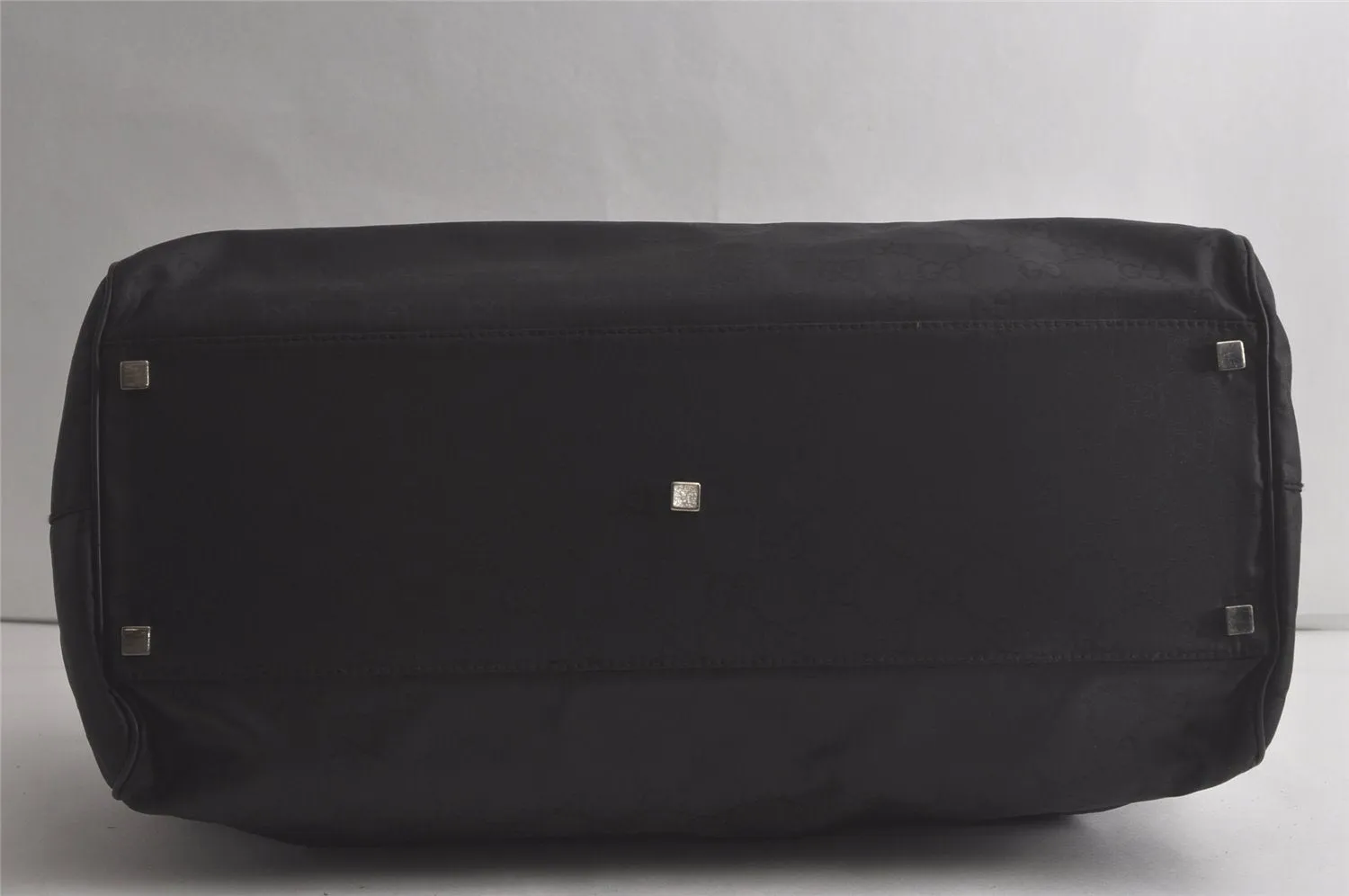 Authentic GUCCI Vintage Boston Hand Bag GG Nylon Leather Black 6368K