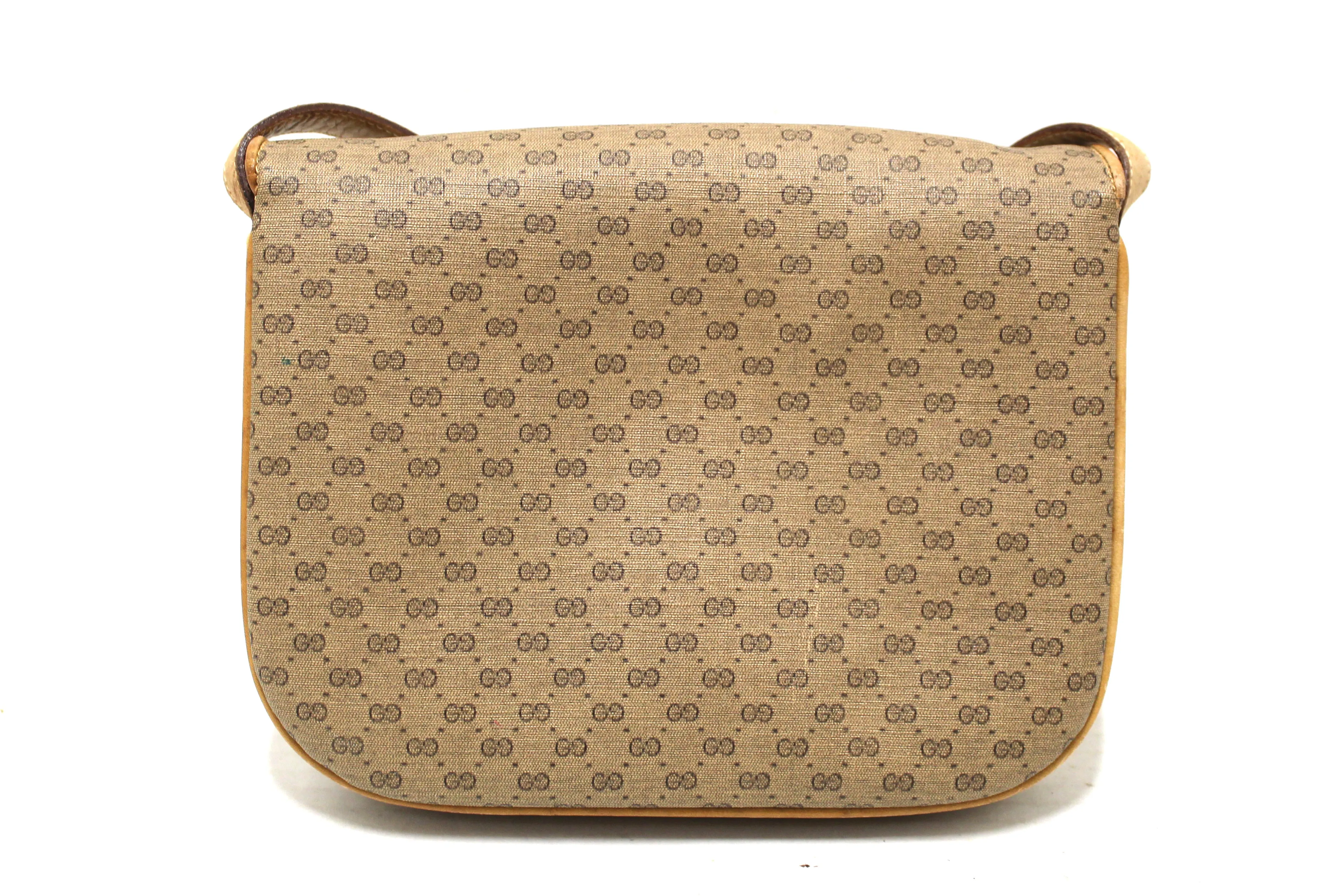 Authentic Gucci Vintage Brown GG Guccissima Canvas Crossbody Messenger Bag