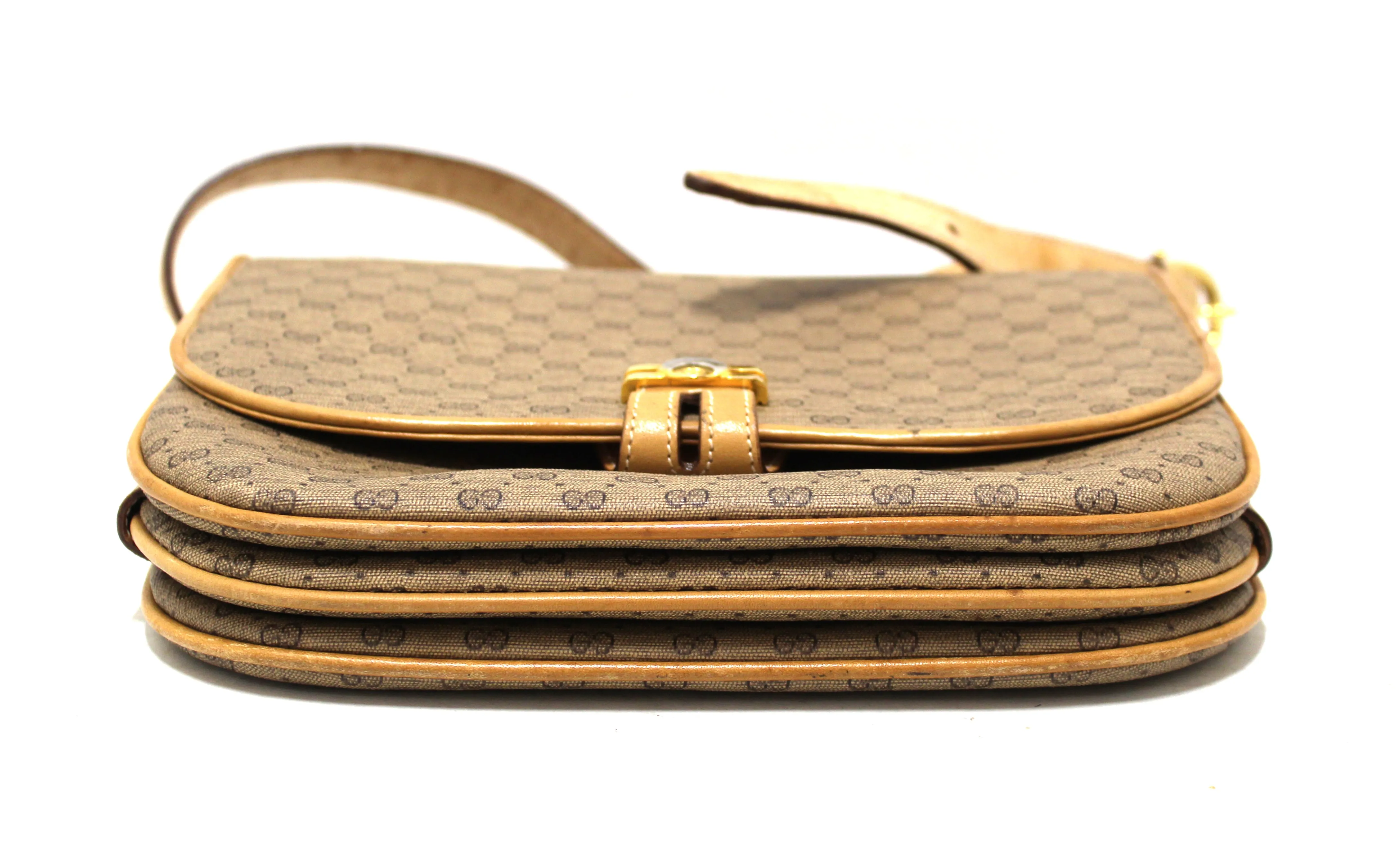 Authentic Gucci Vintage Brown GG Guccissima Canvas Crossbody Messenger Bag