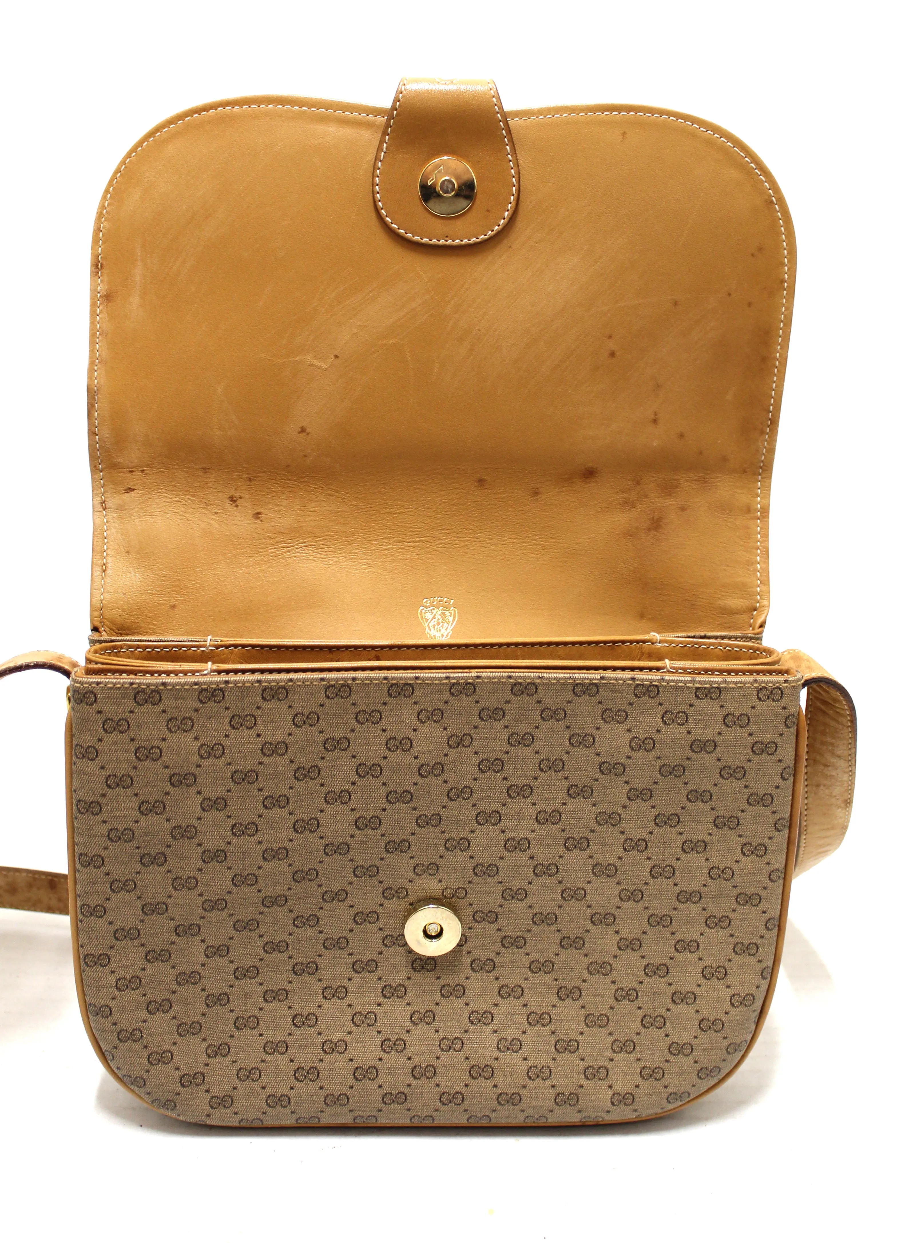 Authentic Gucci Vintage Brown GG Guccissima Canvas Crossbody Messenger Bag